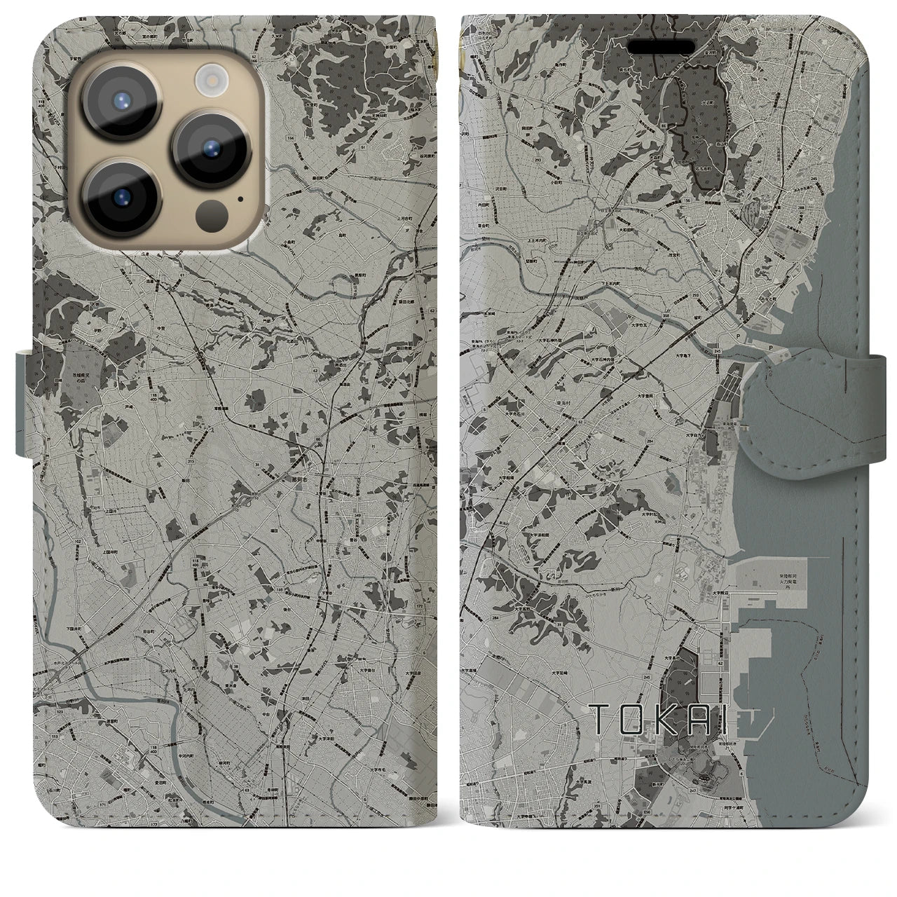 【東海(茨城県)】地図柄iPhoneケース(手帳タイプ)