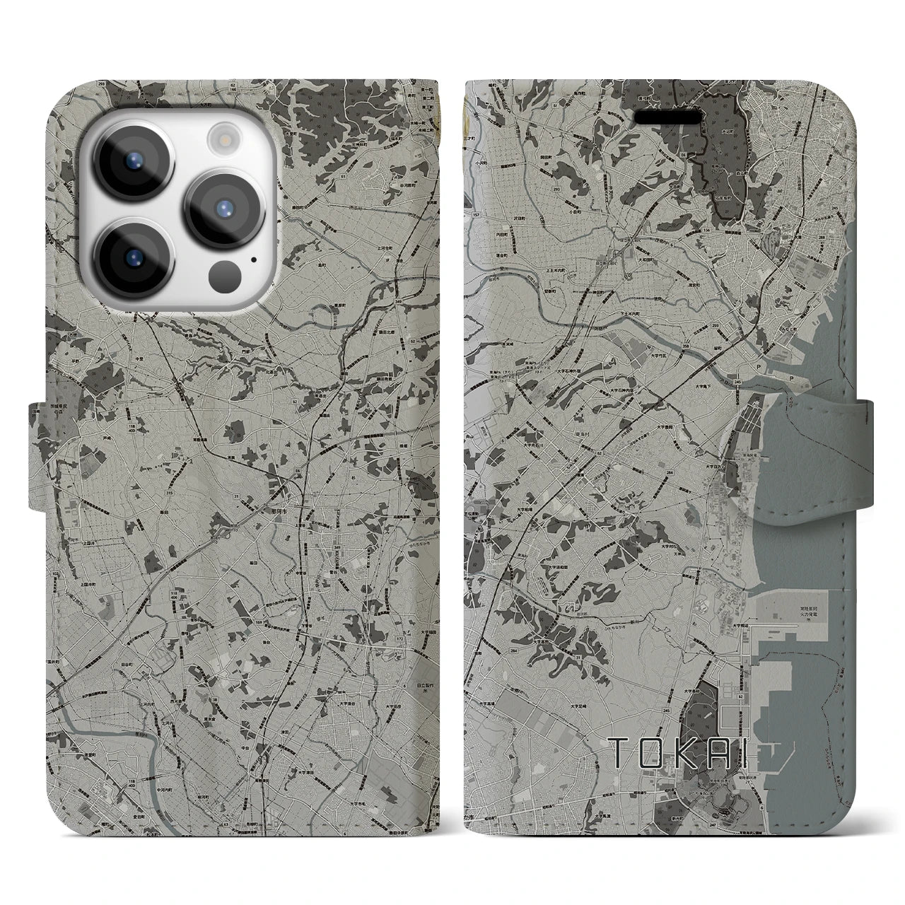 【東海(茨城県)】地図柄iPhoneケース(手帳タイプ)