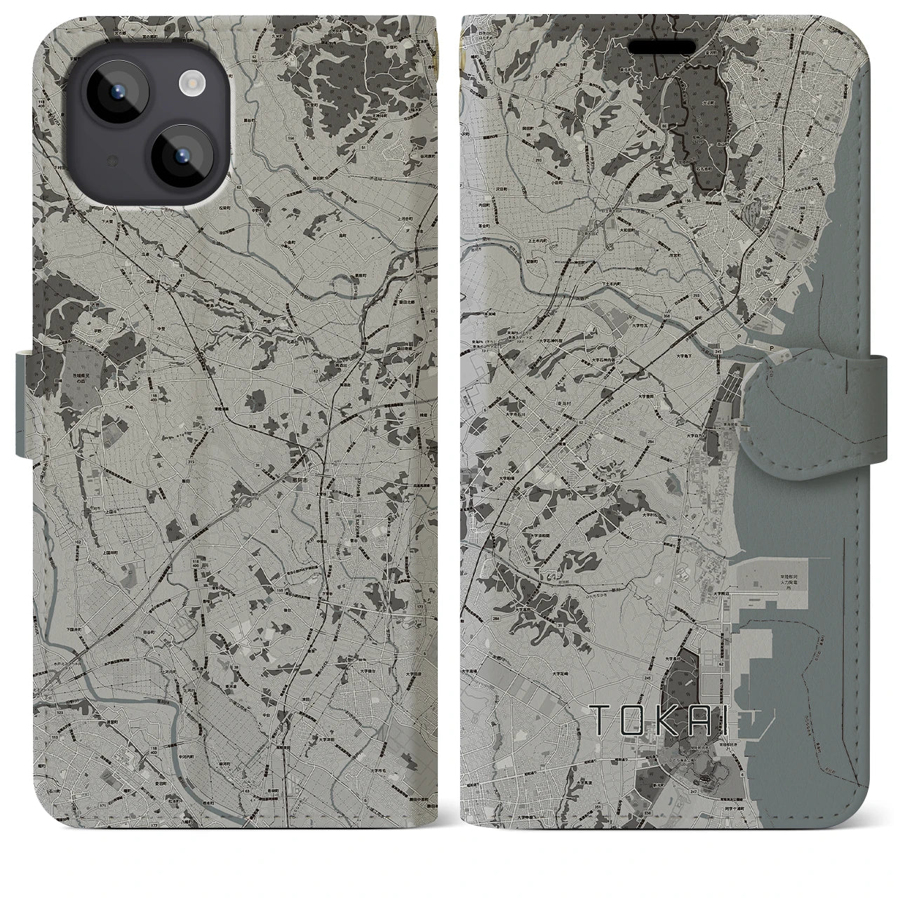 【東海(茨城県)】地図柄iPhoneケース(手帳タイプ)