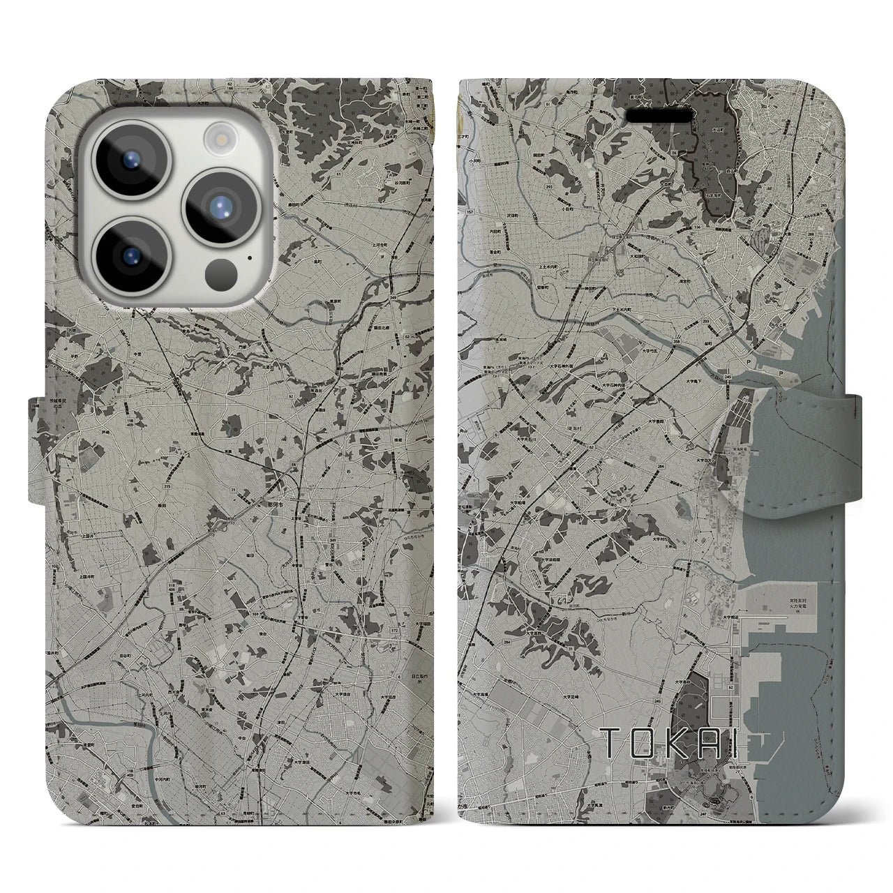 【東海(茨城県)】地図柄iPhoneケース(手帳タイプ)