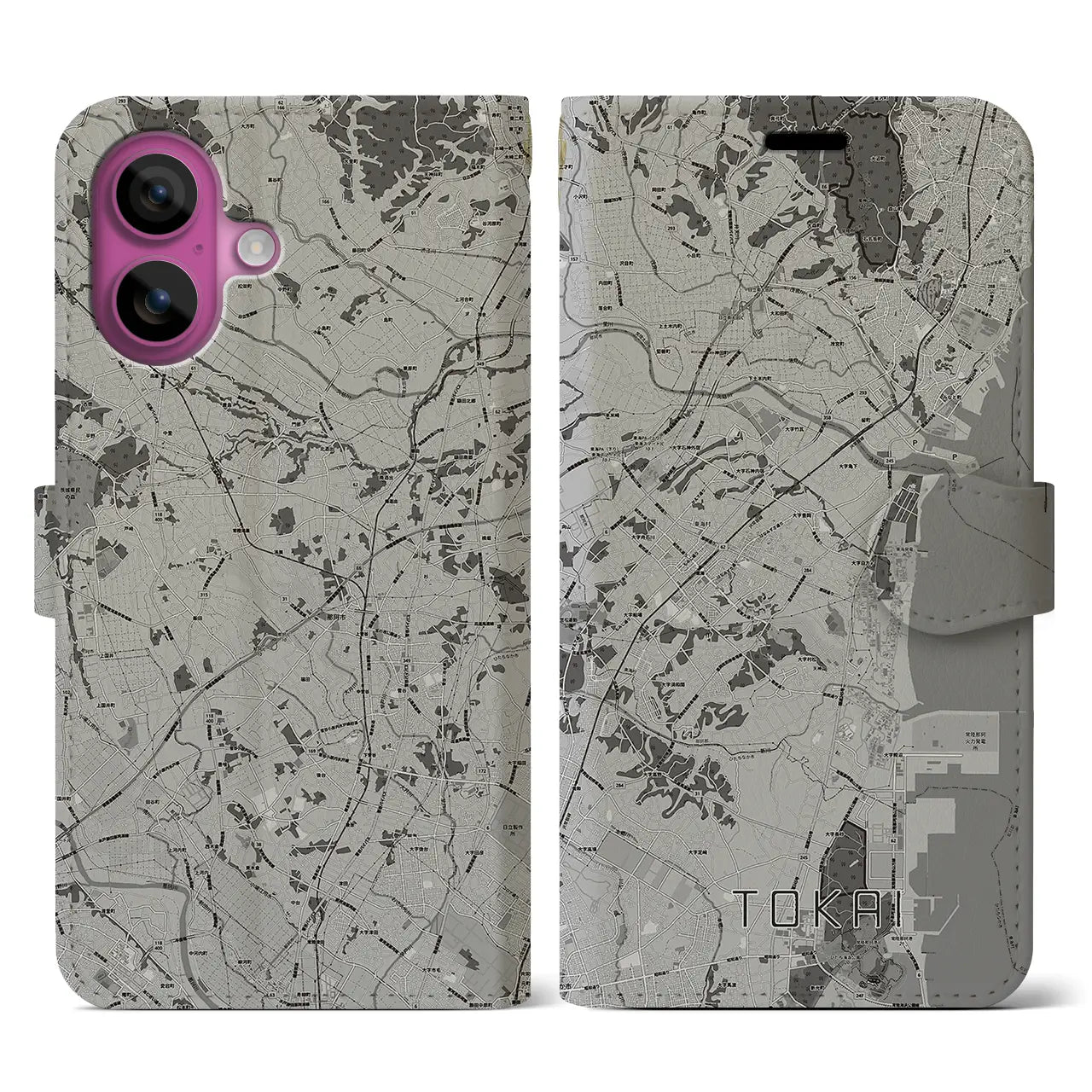 【東海(茨城県)】地図柄iPhoneケース(手帳タイプ)