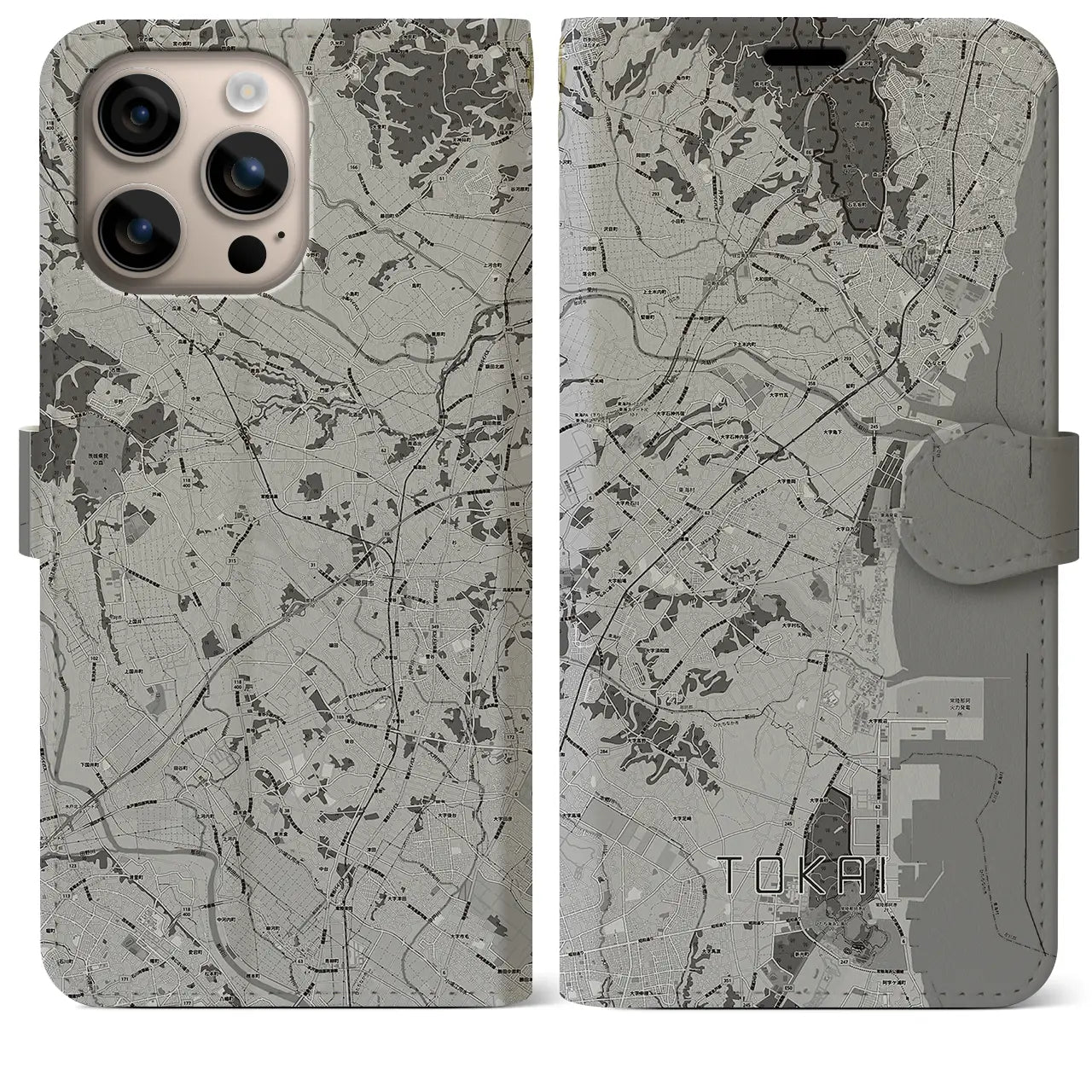 【東海(茨城県)】地図柄iPhoneケース(手帳タイプ)