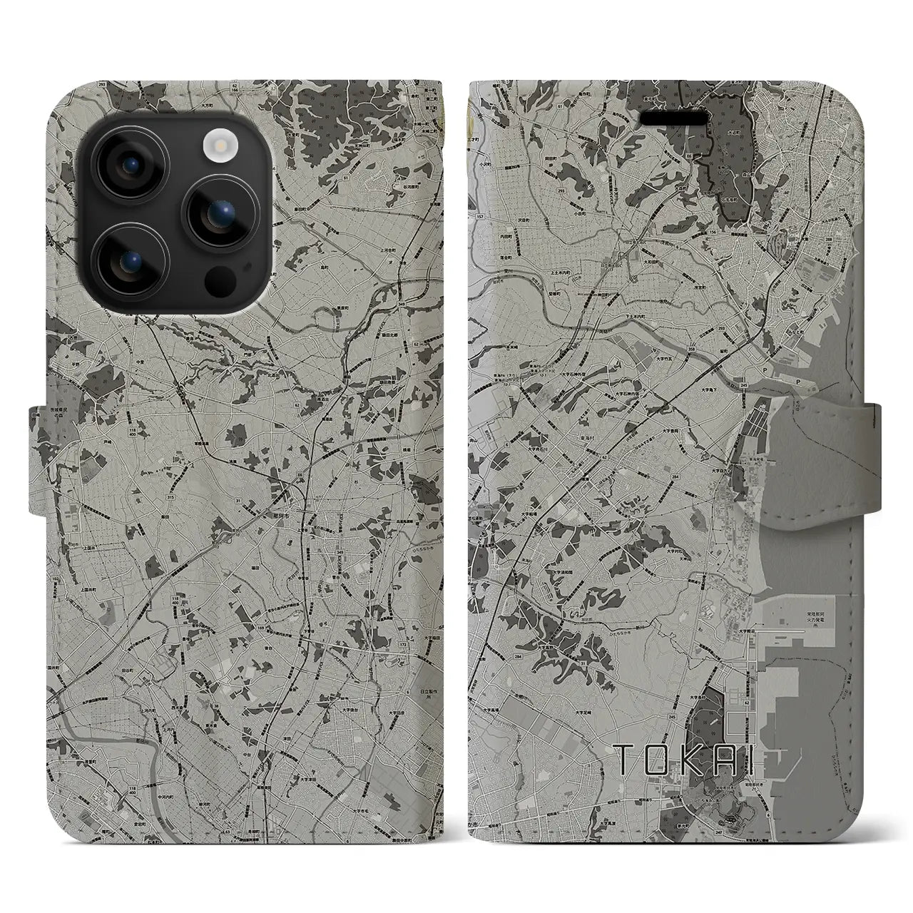 【東海(茨城県)】地図柄iPhoneケース(手帳タイプ)