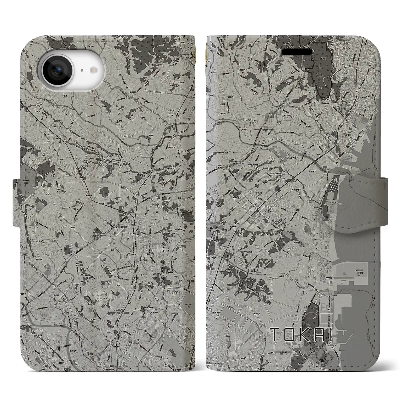 【東海(茨城県)】地図柄iPhoneケース(手帳タイプ)