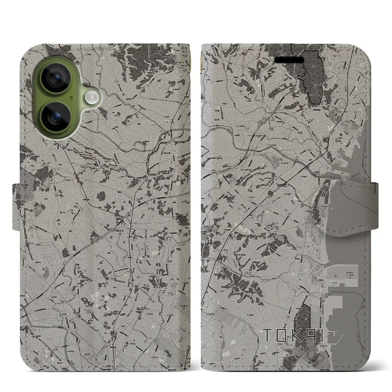 【東海(茨城県)】地図柄iPhoneケース(手帳タイプ)