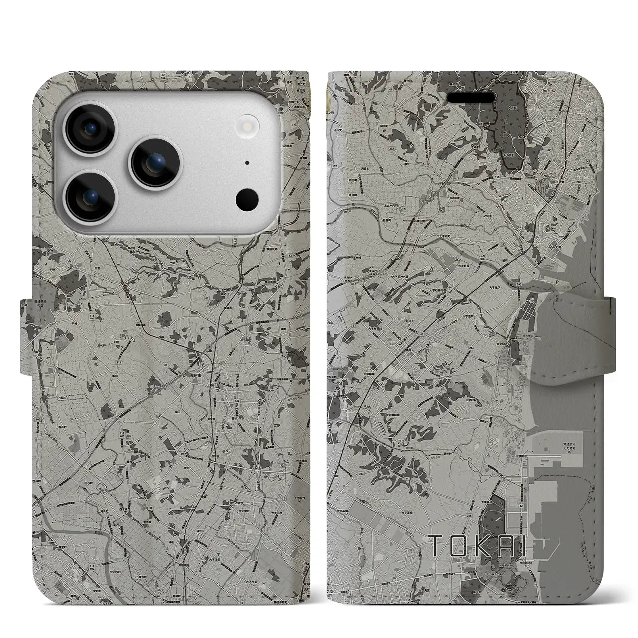 【東海(茨城県)】地図柄iPhoneケース(手帳タイプ)