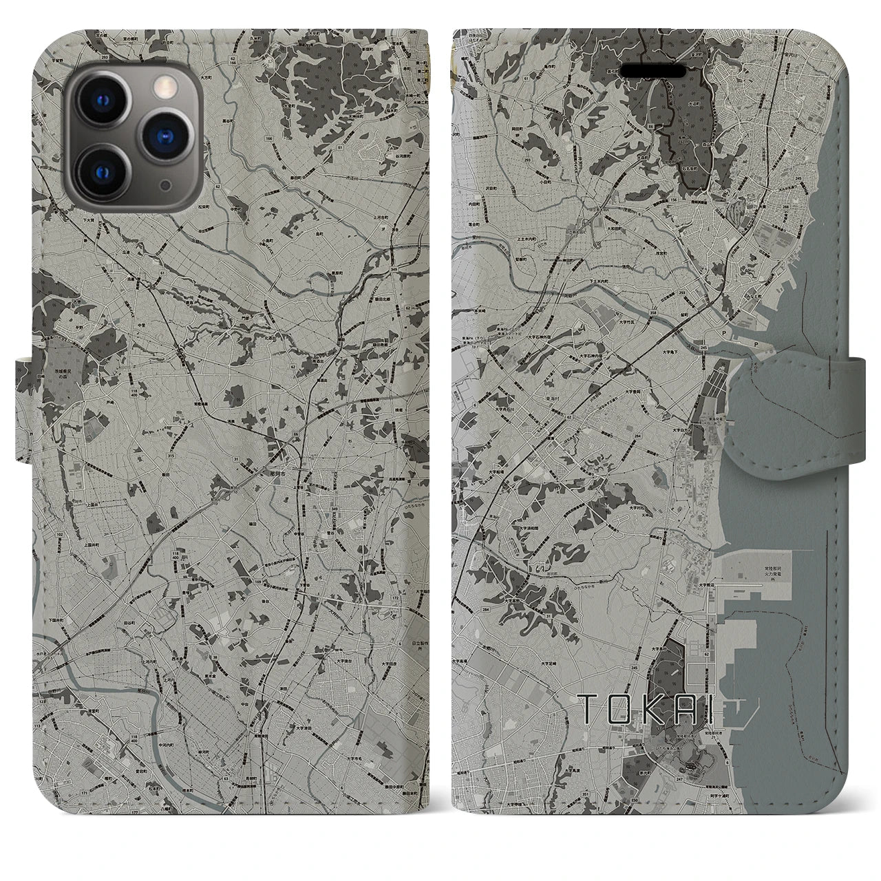 【東海(茨城県)】地図柄iPhoneケース(手帳タイプ)