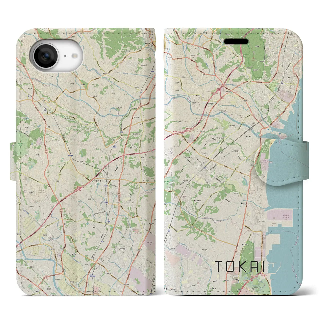 【東海(茨城県)】地図柄iPhoneケース(手帳タイプ)