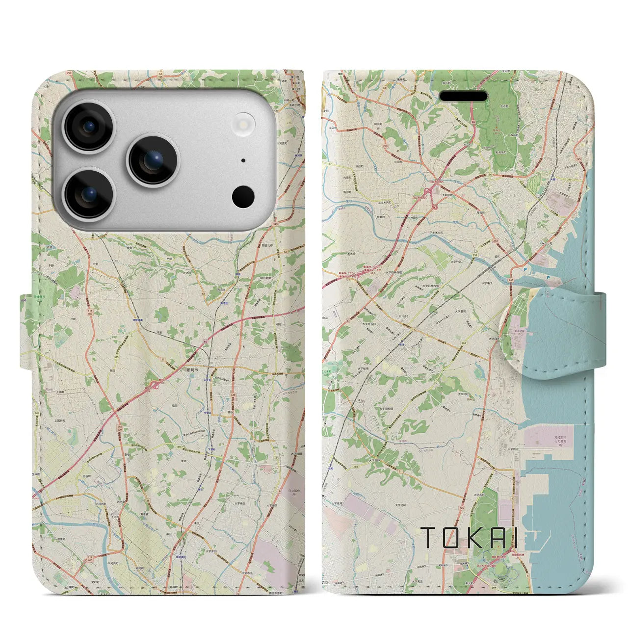 【東海(茨城県)】地図柄iPhoneケース(手帳タイプ)