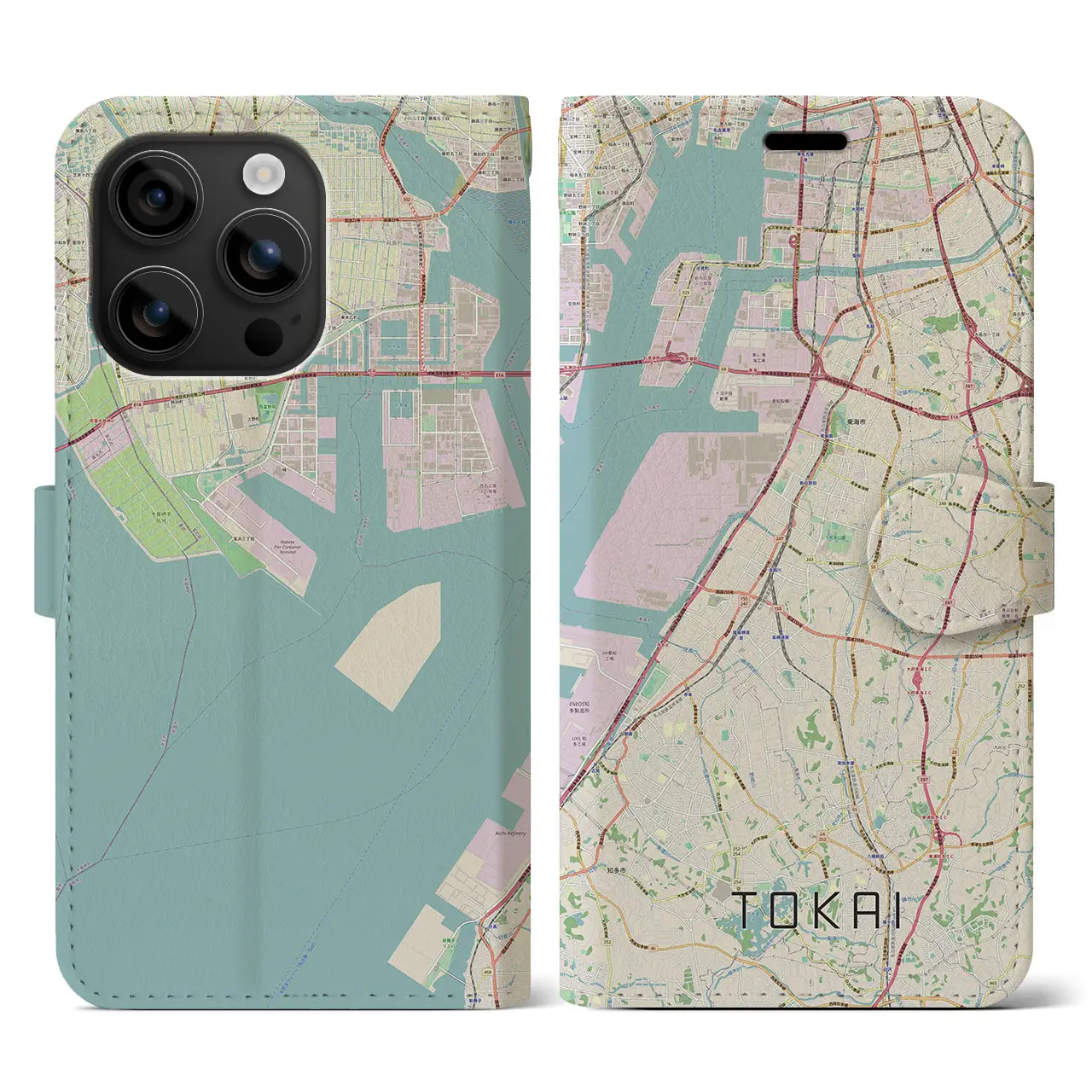 【東海(愛知県)】地図柄iPhoneケース(手帳タイプ)ナチュラル・iPhone 16 用