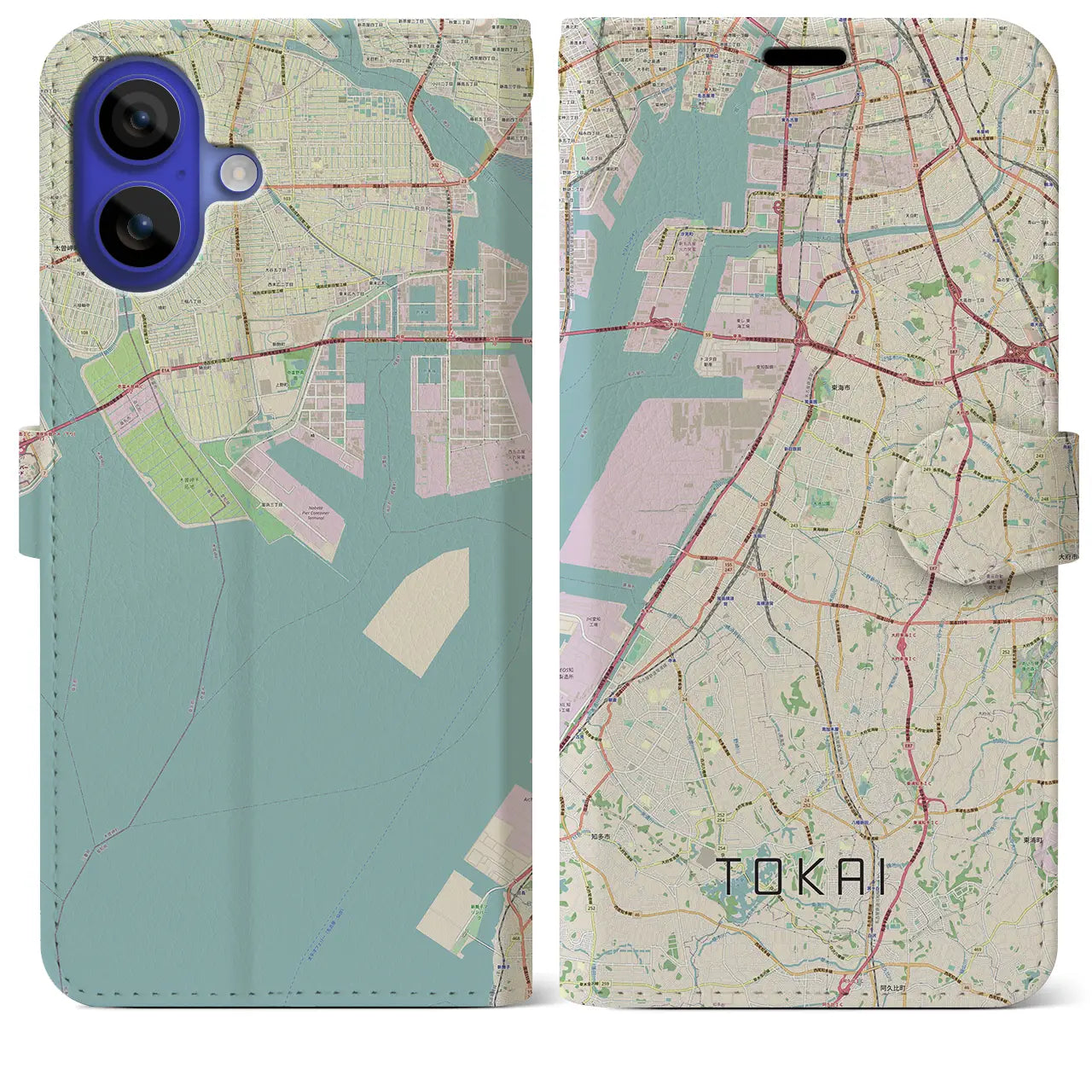 【東海(愛知県)】地図柄iPhoneケース(手帳タイプ)ナチュラル・iPhone 16 Pro Max 用