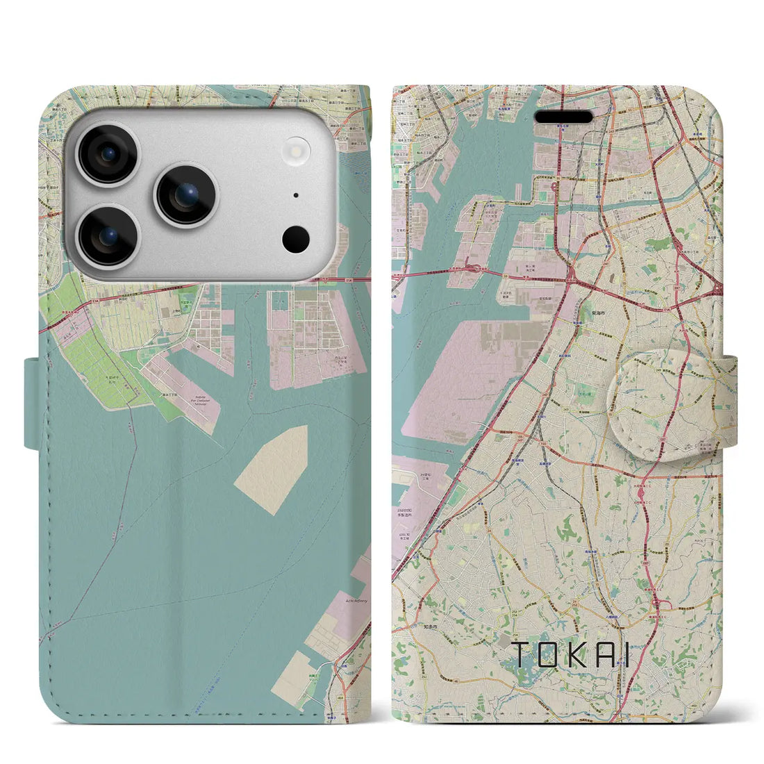 【東海(愛知県)】地図柄iPhoneケース(手帳タイプ)ナチュラル・iPhone 17 Pro Max 用