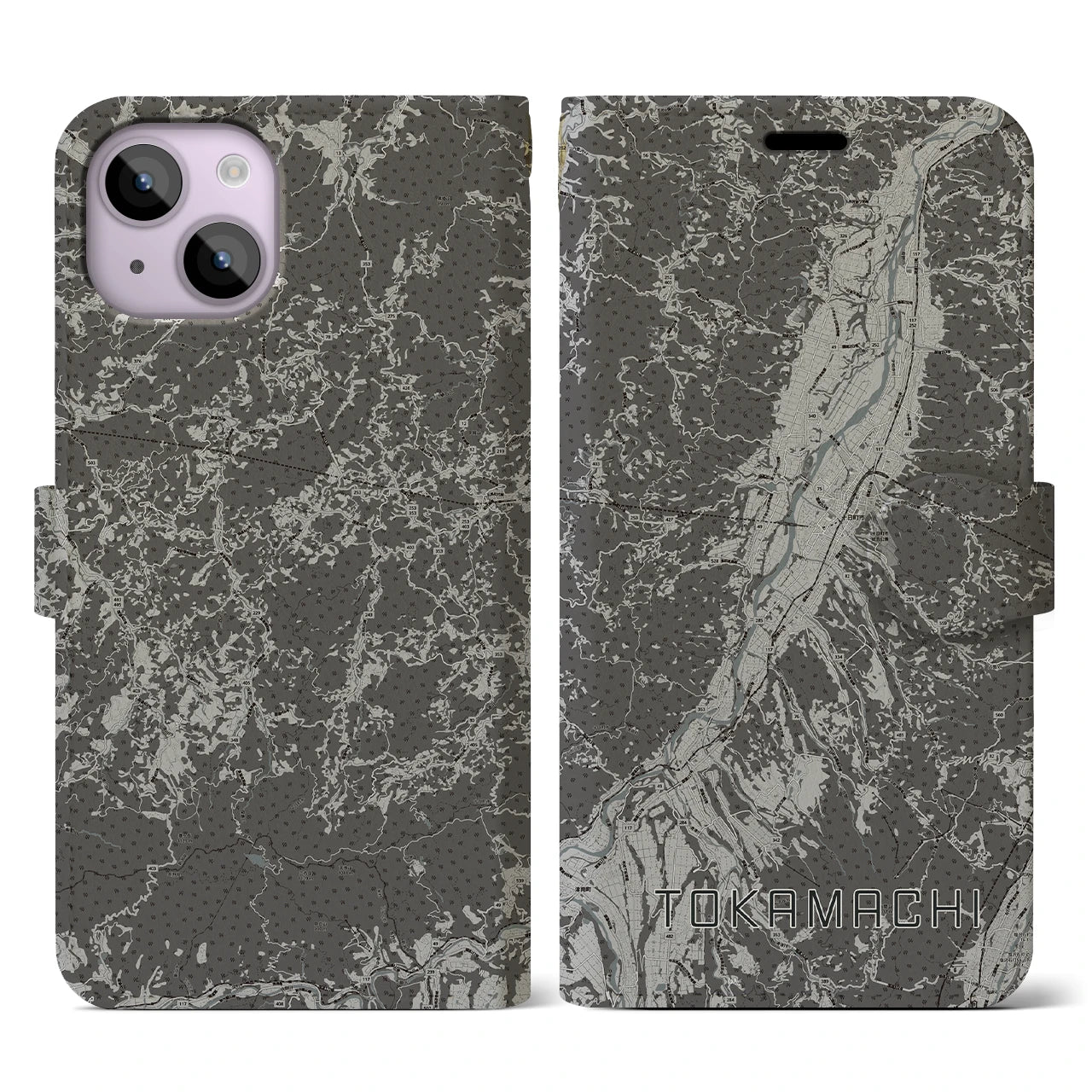 【十日町(新潟県)】地図柄iPhoneケース(手帳タイプ)