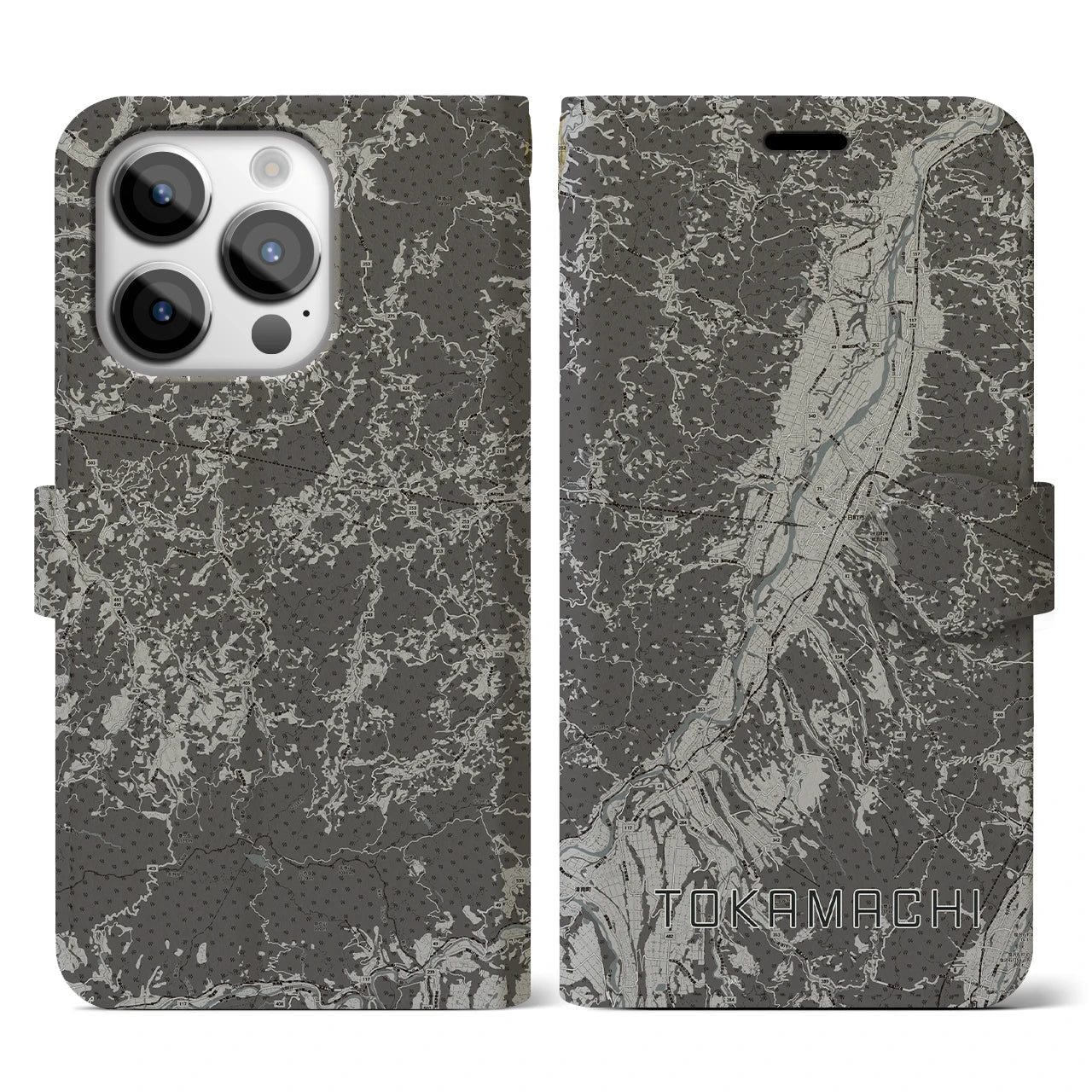 【十日町(新潟県)】地図柄iPhoneケース(手帳タイプ)