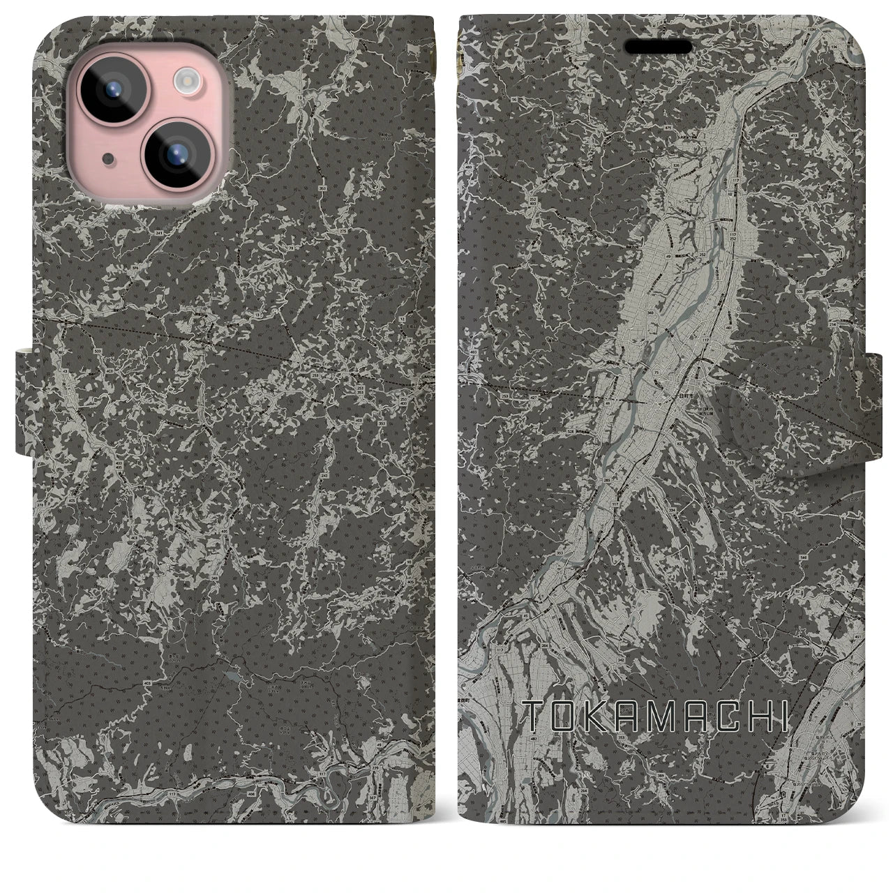 【十日町(新潟県)】地図柄iPhoneケース(手帳タイプ)