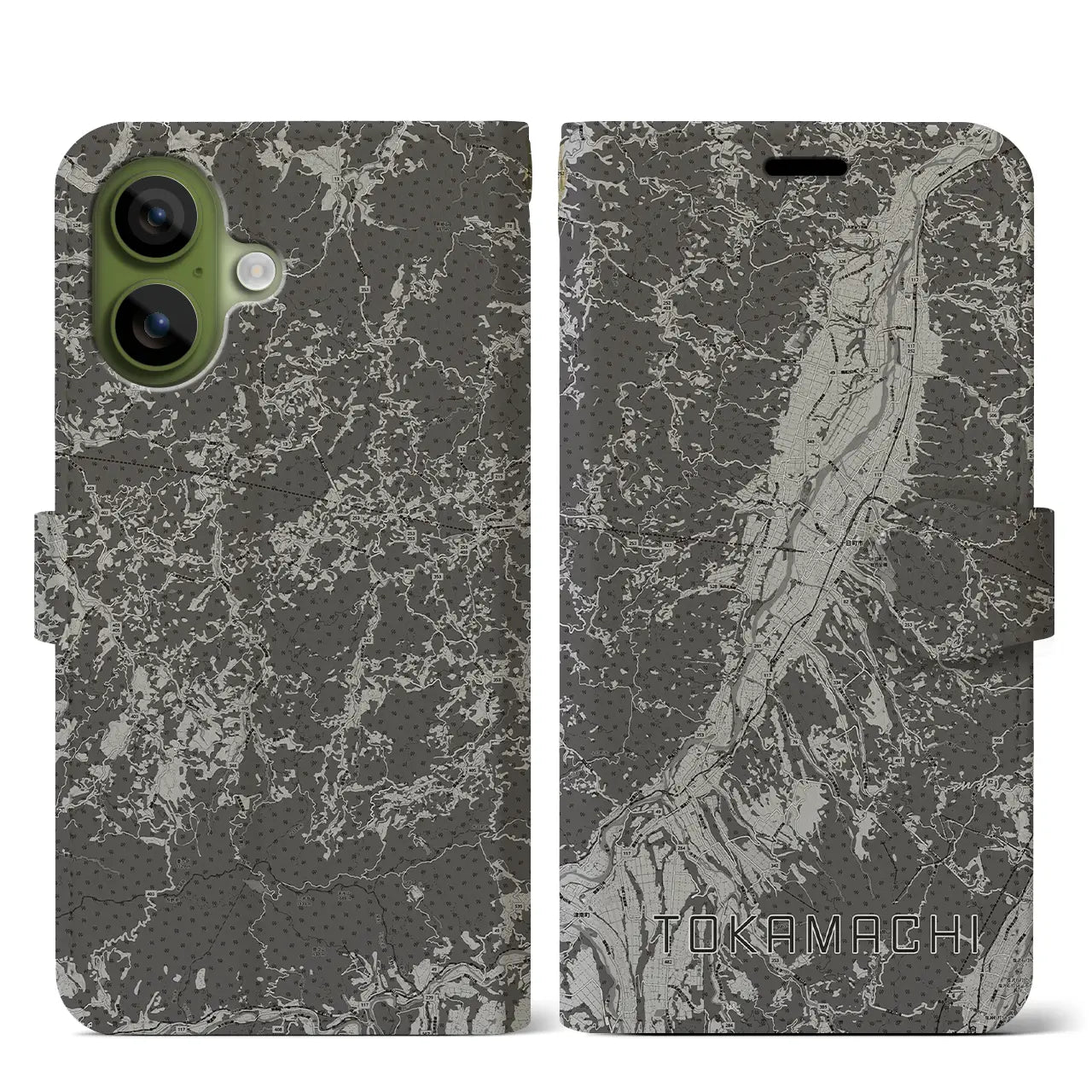 【十日町(新潟県)】地図柄iPhoneケース(手帳タイプ)