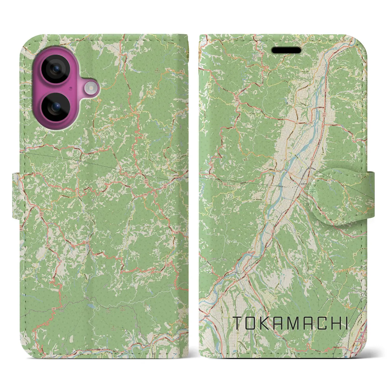 【十日町(新潟県)】地図柄iPhoneケース(手帳タイプ)