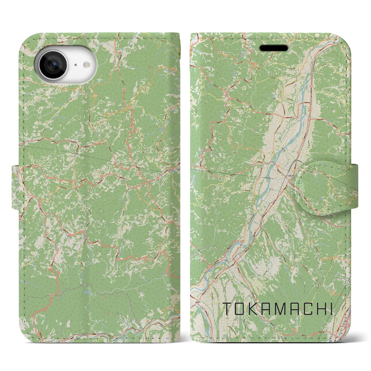 【十日町(新潟県)】地図柄iPhoneケース(手帳タイプ)