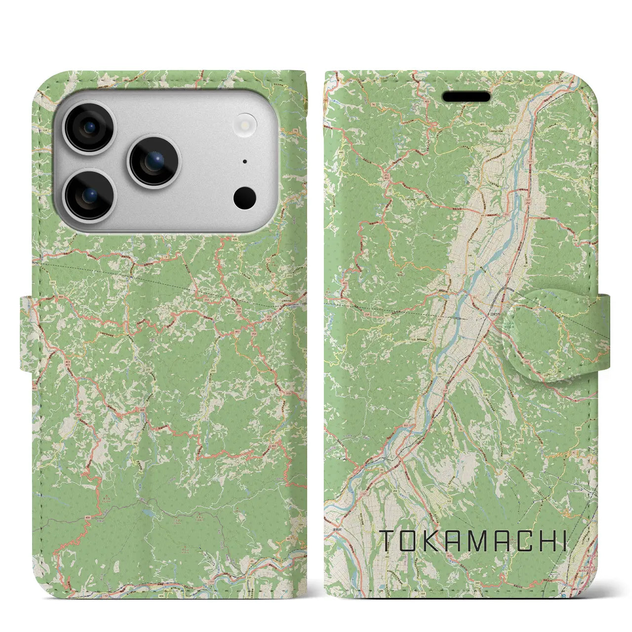 【十日町(新潟県)】地図柄iPhoneケース(手帳タイプ)