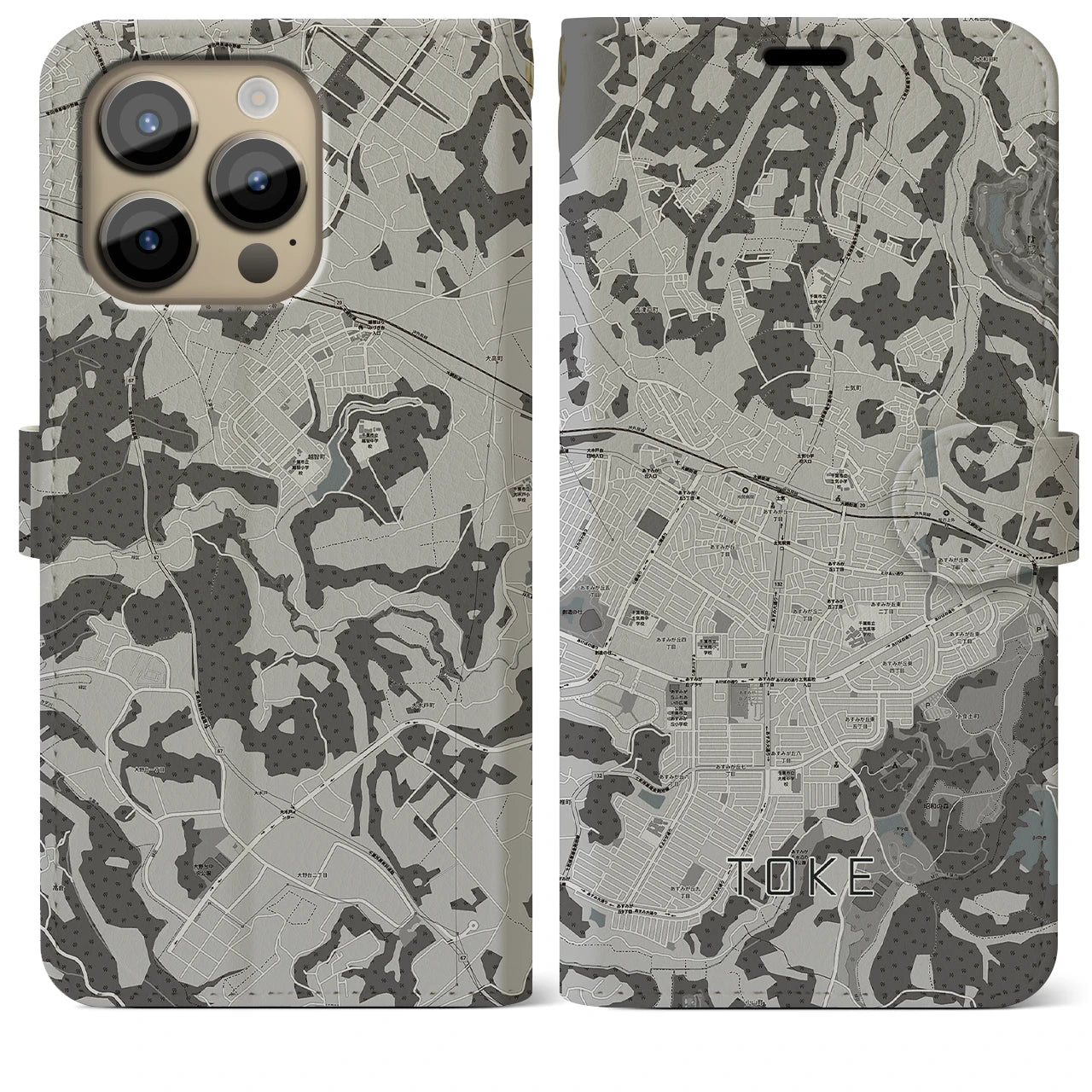 【土気(千葉県)】地図柄iPhoneケース(手帳タイプ)