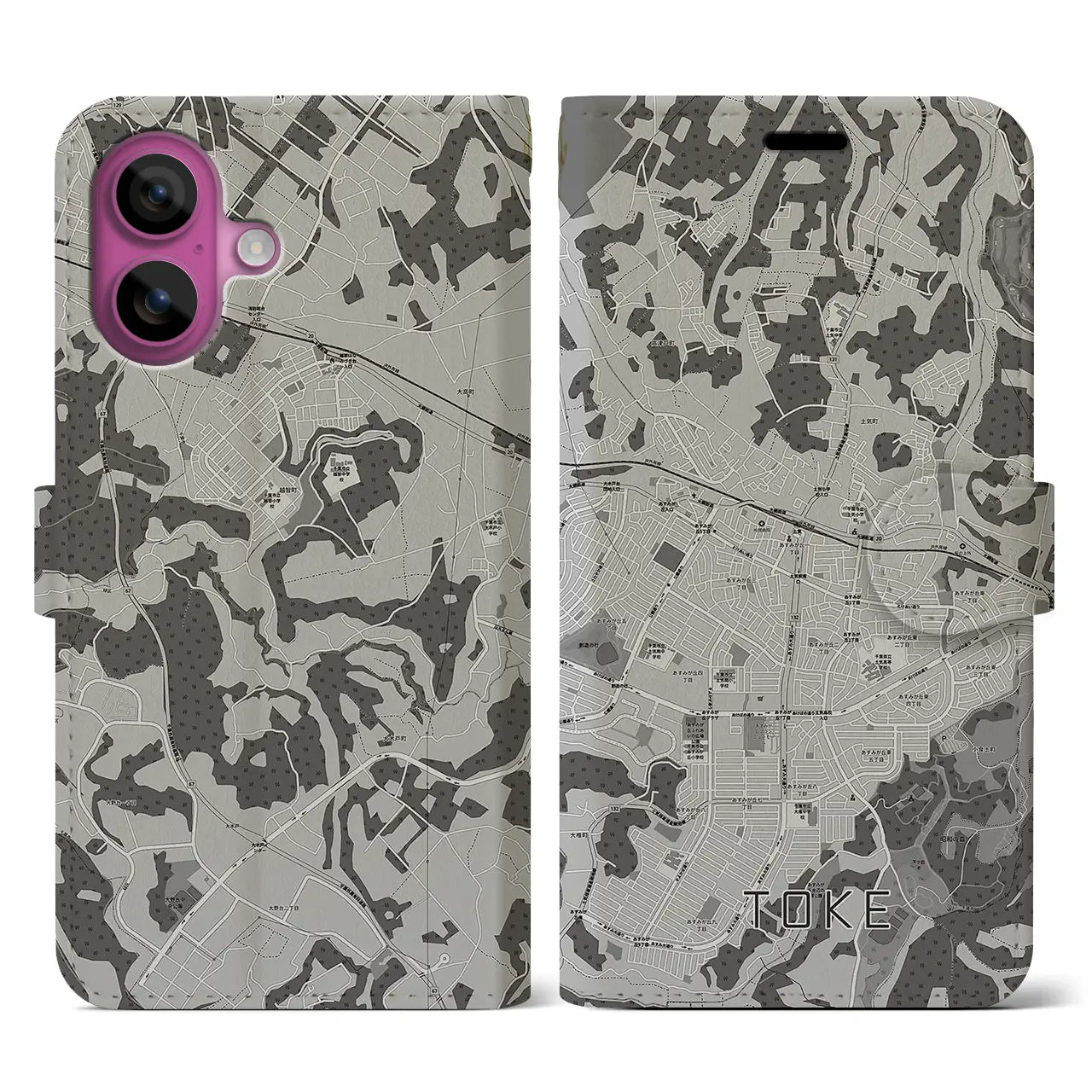 【土気(千葉県)】地図柄iPhoneケース(手帳タイプ)