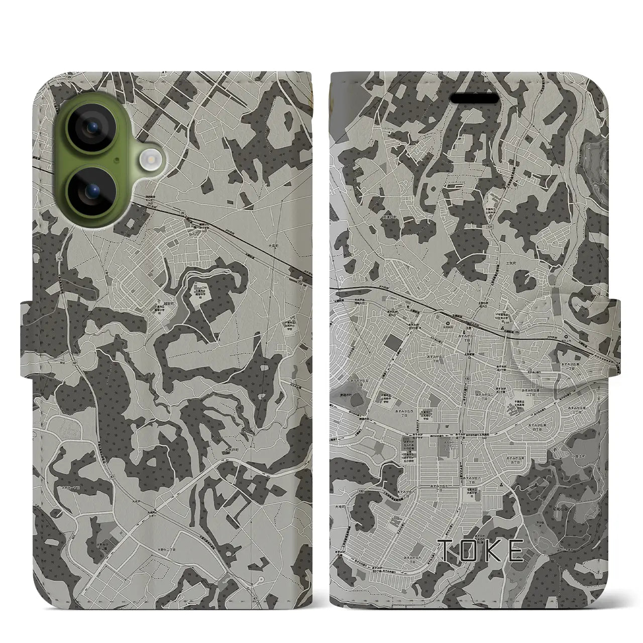 【土気(千葉県)】地図柄iPhoneケース(手帳タイプ)