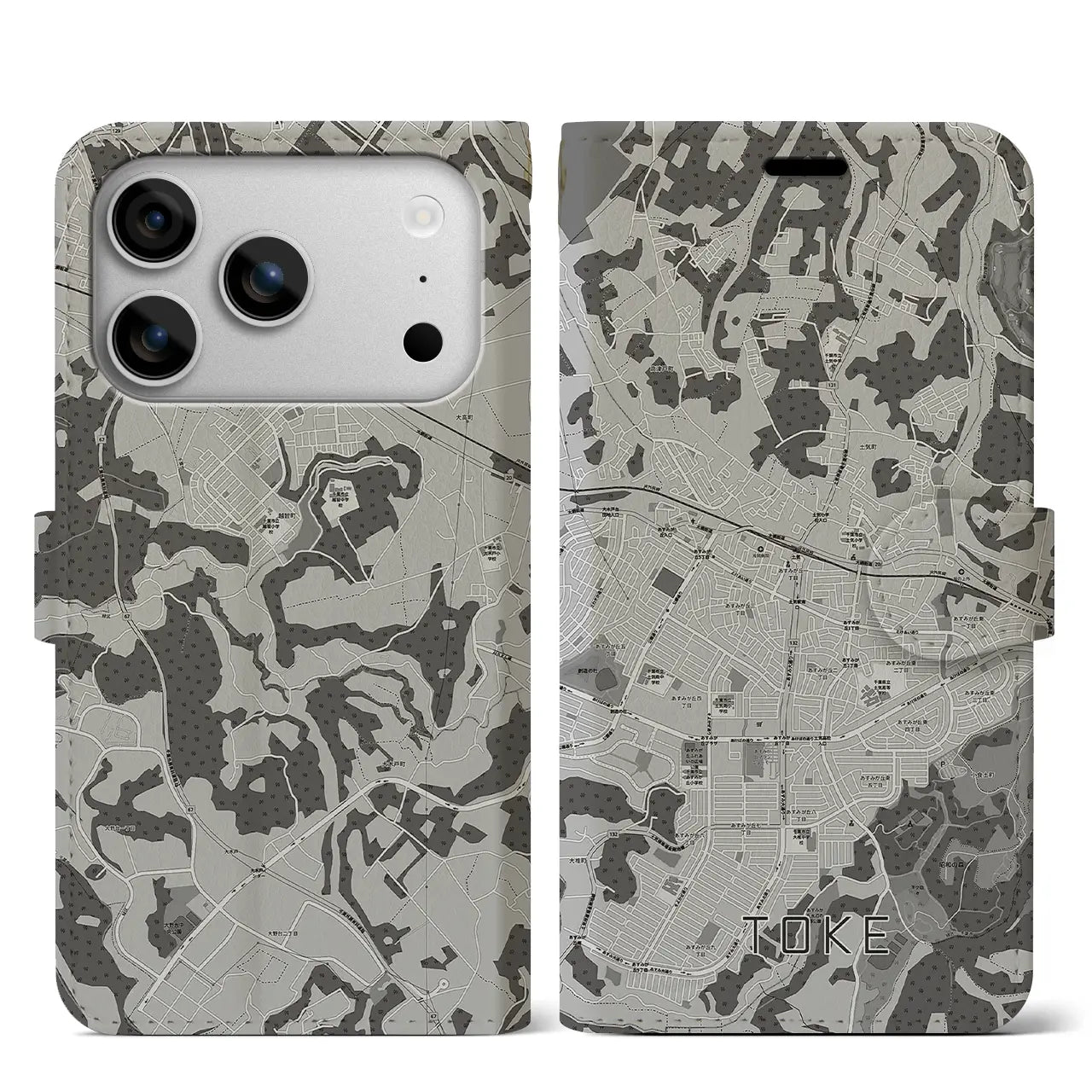 【土気(千葉県)】地図柄iPhoneケース(手帳タイプ)