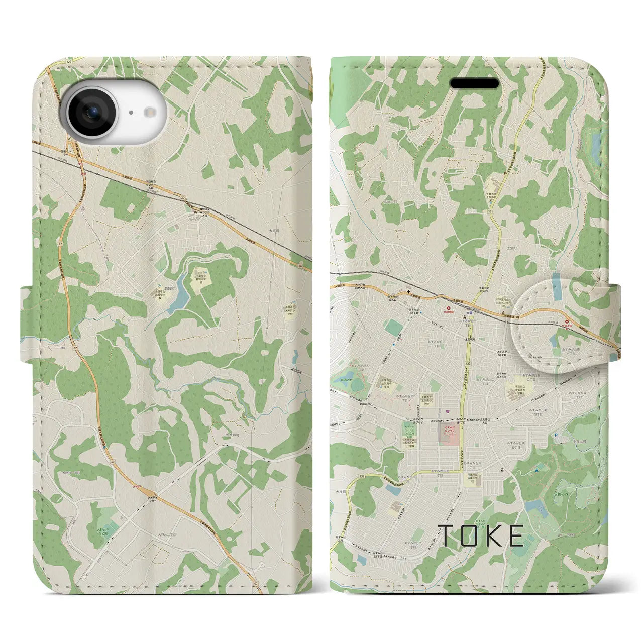 【土気(千葉県)】地図柄iPhoneケース(手帳タイプ)