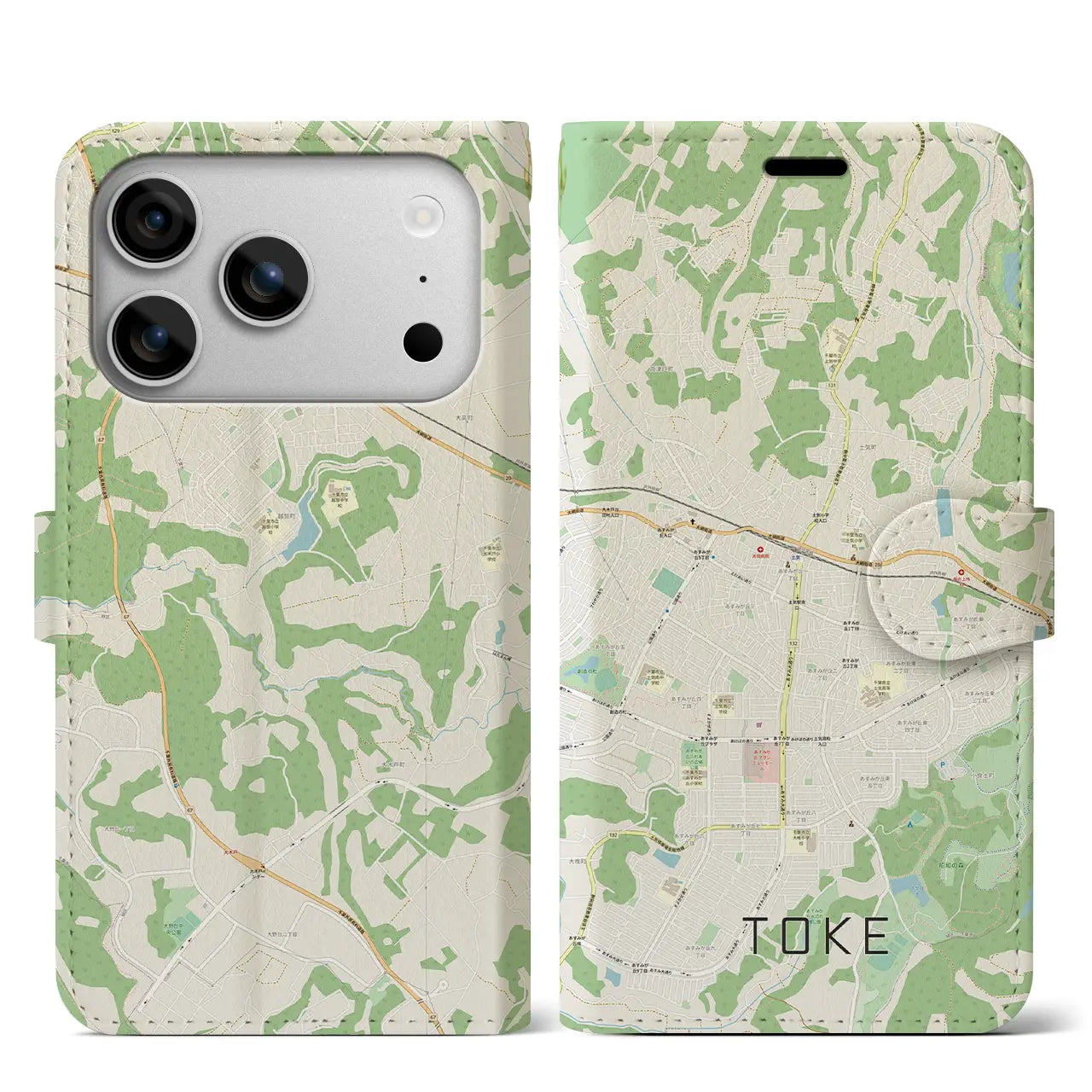 【土気(千葉県)】地図柄iPhoneケース(手帳タイプ)