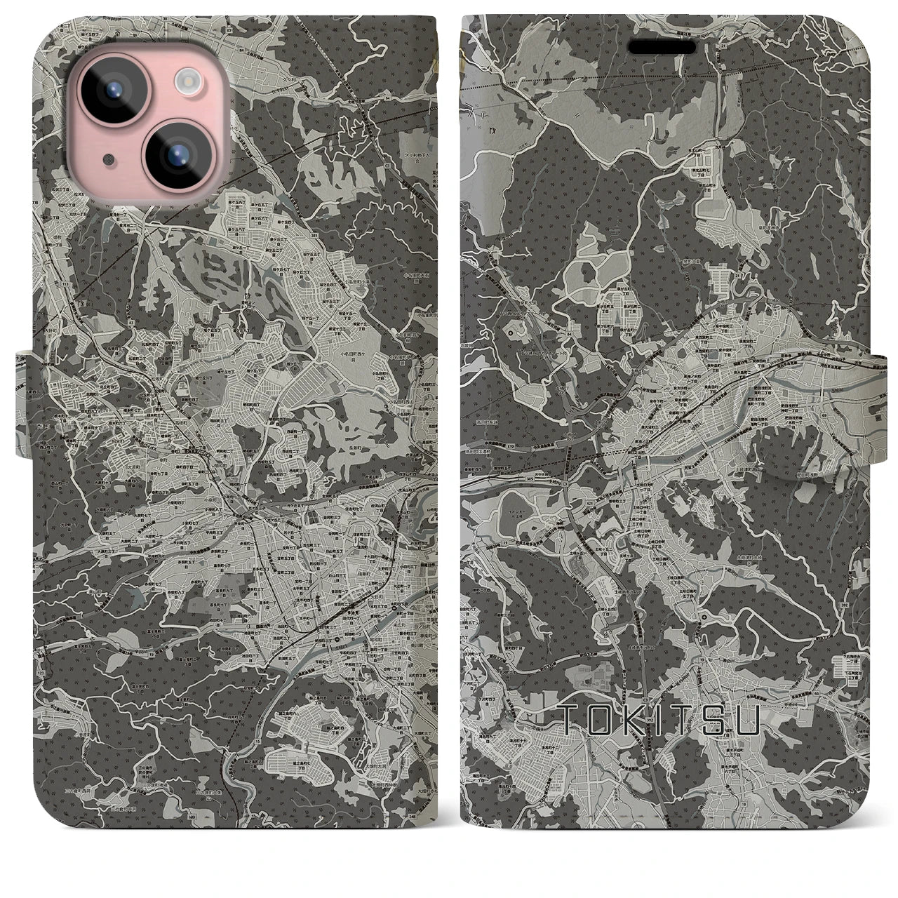 【土岐津(岐阜県)】地図柄iPhoneケース(手帳タイプ)