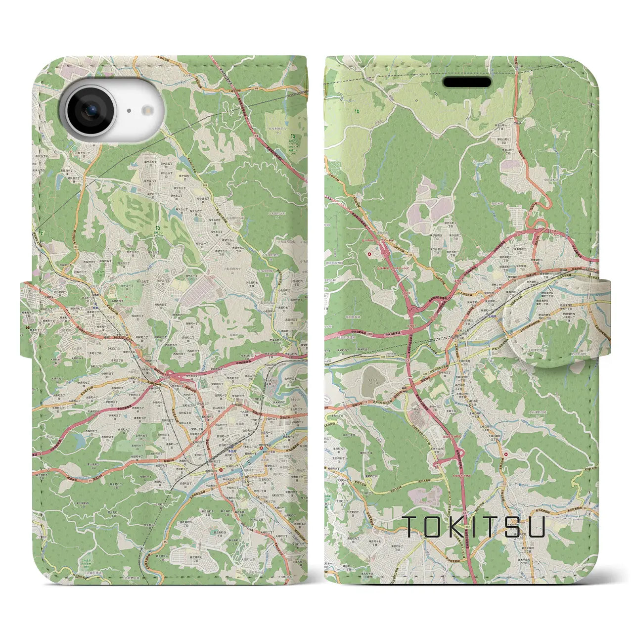【土岐津(岐阜県)】地図柄iPhoneケース(手帳タイプ)