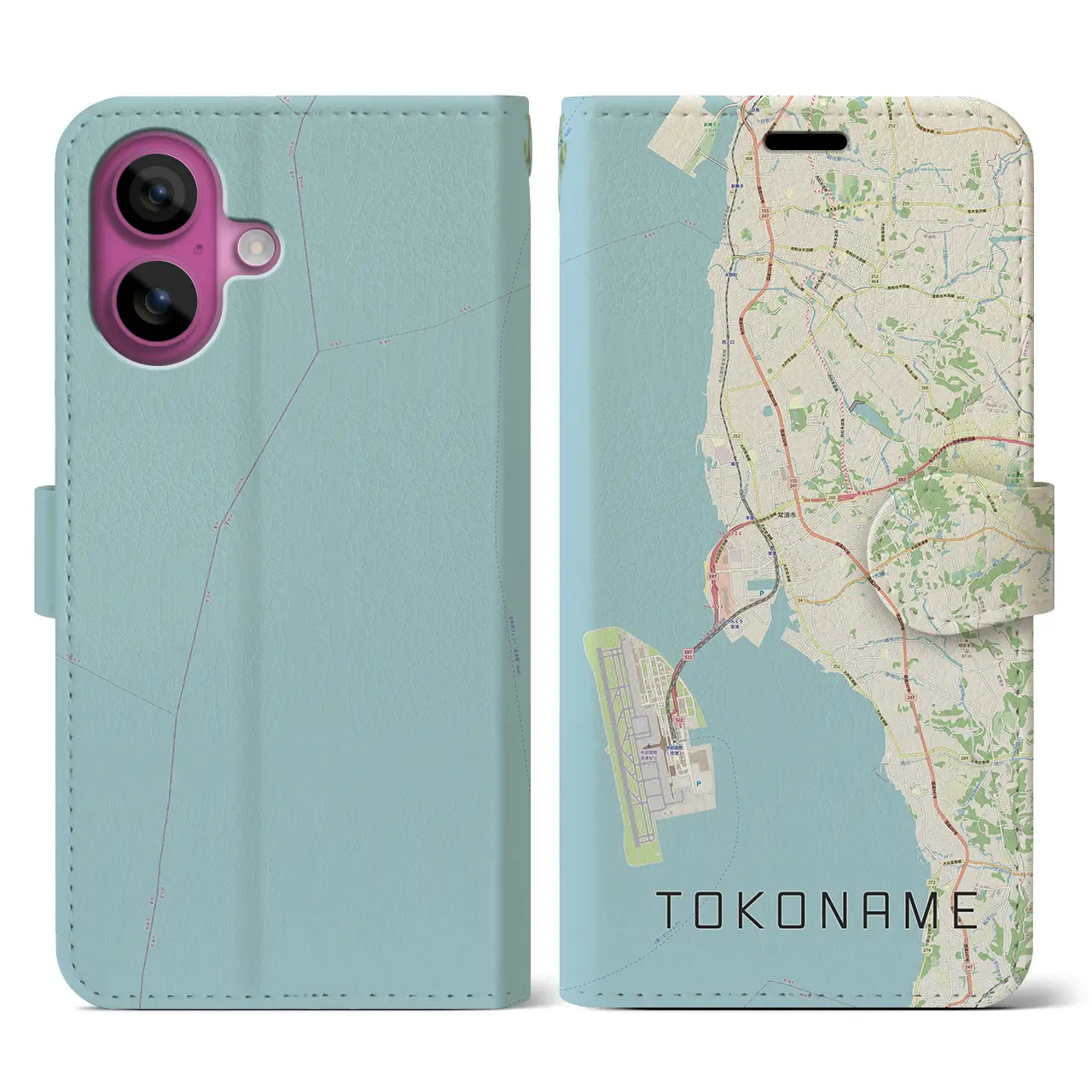 【常滑(愛知県)】地図柄iPhoneケース(手帳タイプ)ナチュラル・iPhone 16 Pro 用