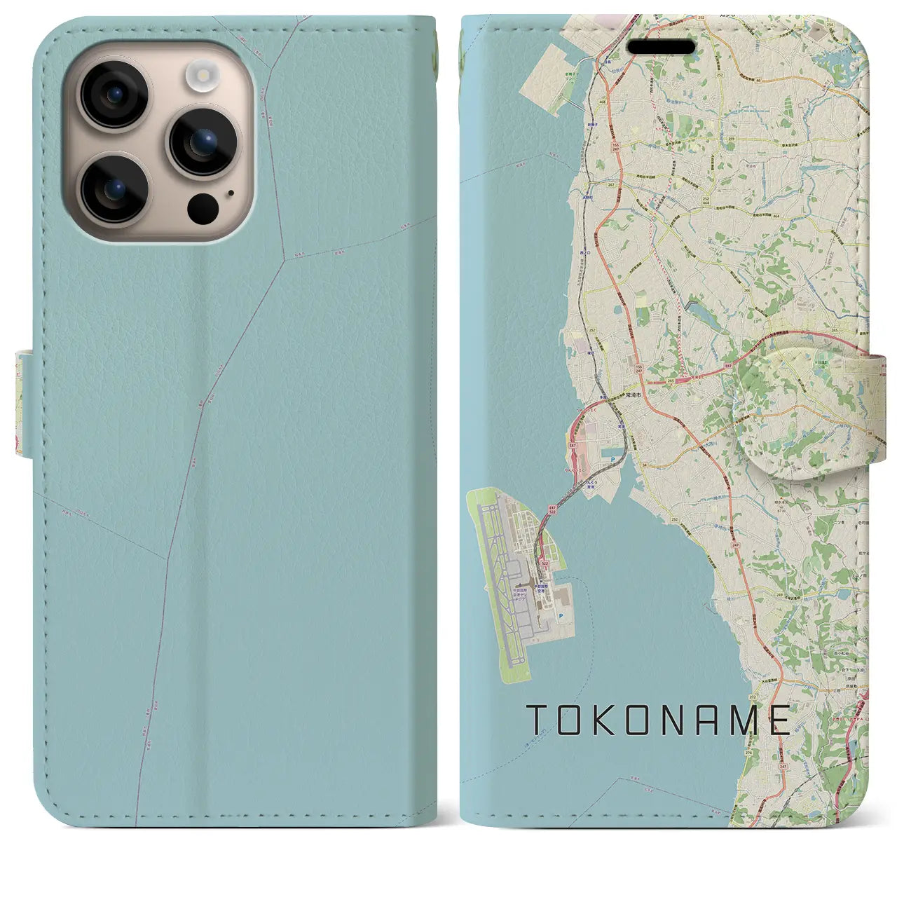 【常滑(愛知県)】地図柄iPhoneケース(手帳タイプ)ナチュラル・iPhone 16 Plus 用