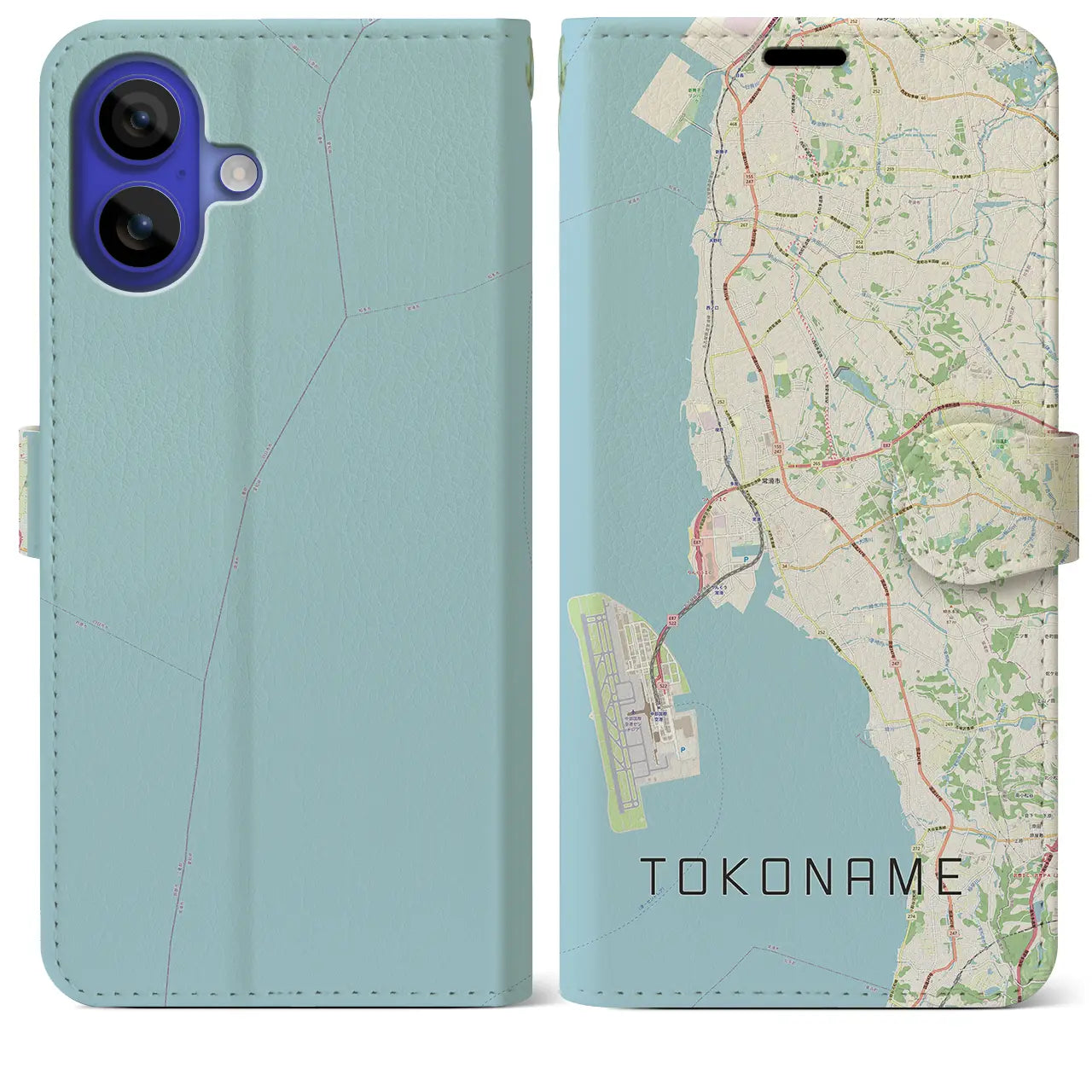 【常滑(愛知県)】地図柄iPhoneケース(手帳タイプ)ナチュラル・iPhone 16 Pro Max 用