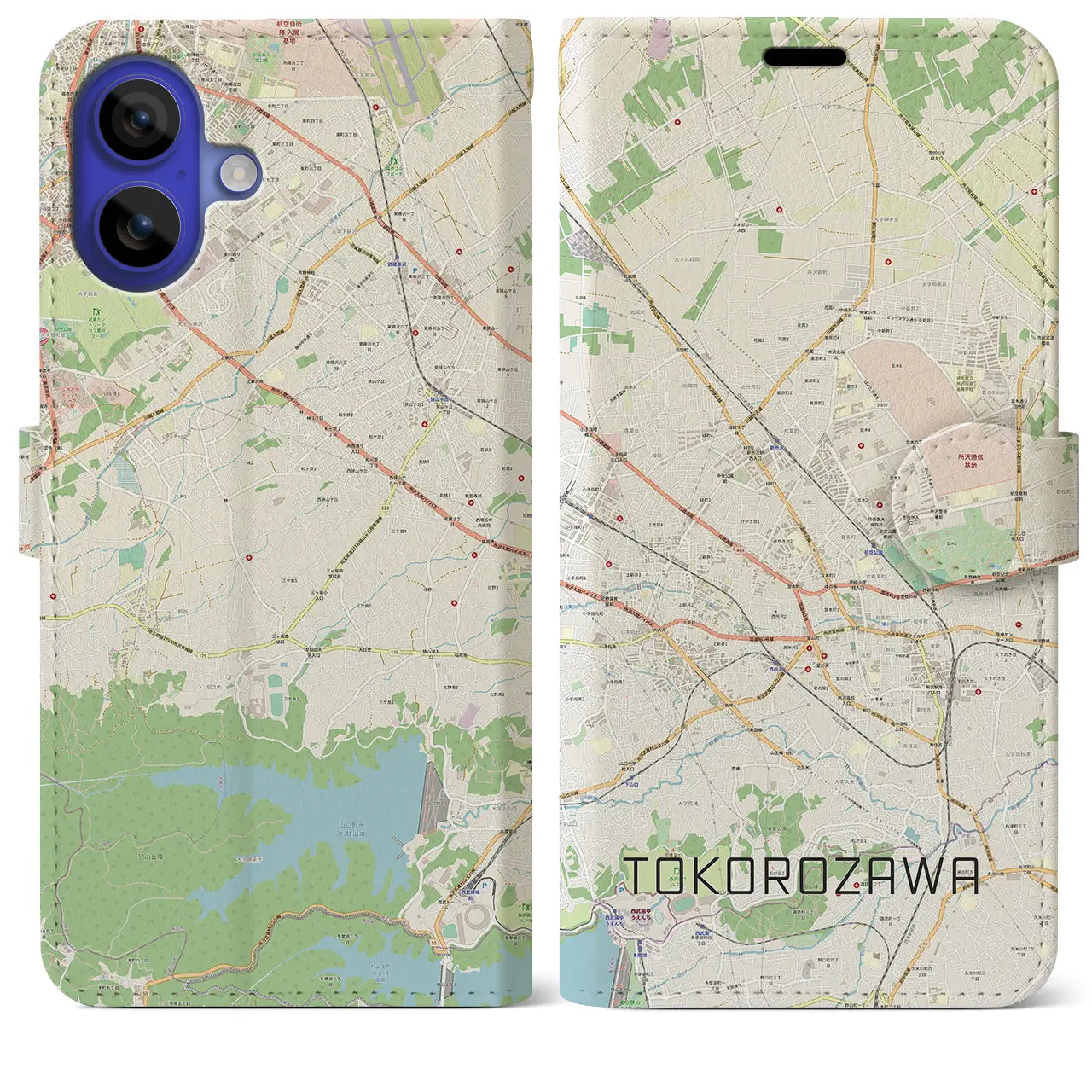 【所沢2(埼玉県)】地図柄iPhoneケース(手帳タイプ)ナチュラル・iPhone 16 Pro Max 用