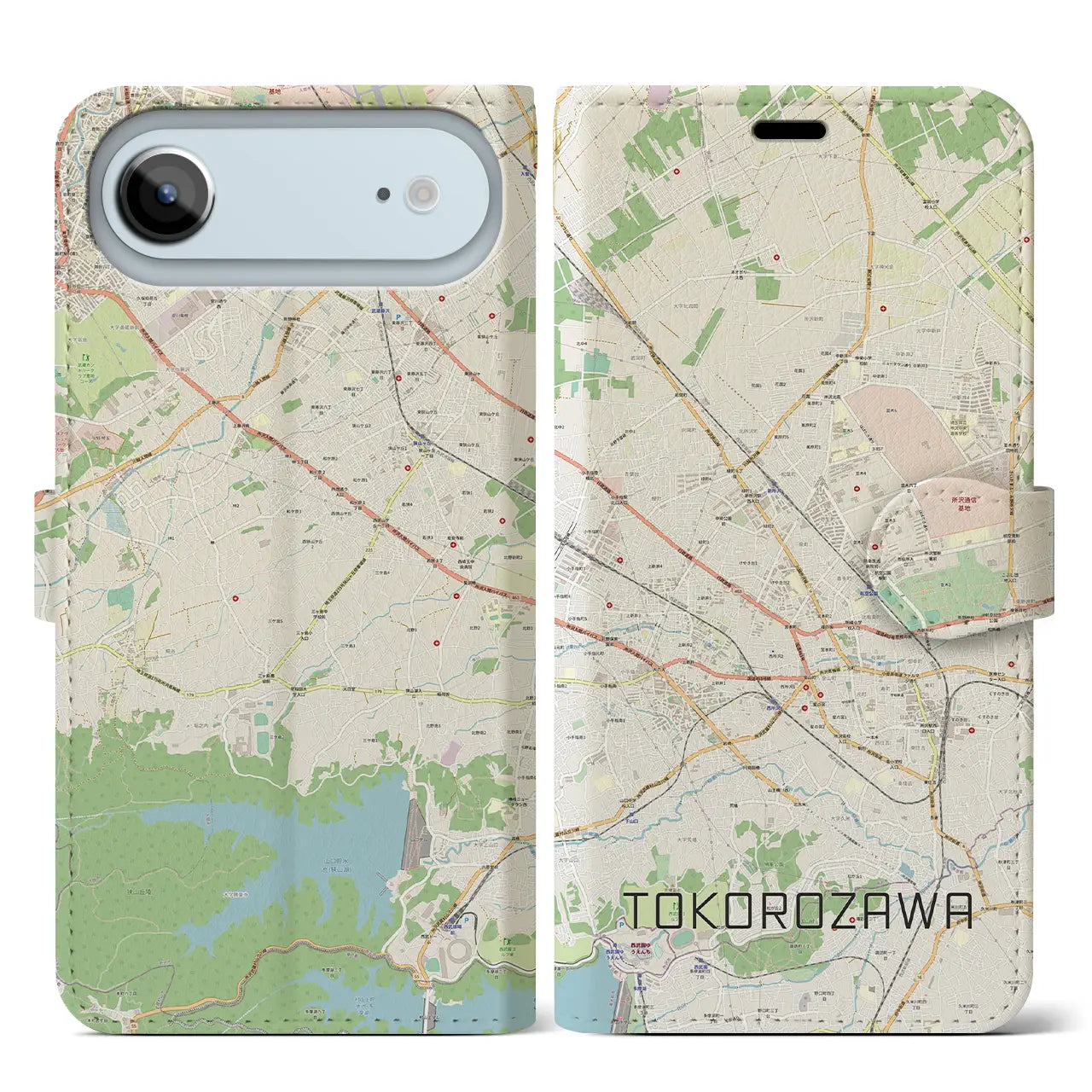 【所沢2(埼玉県)】地図柄iPhoneケース(手帳タイプ)モノトーン・iPhone 17 Pro Max 用