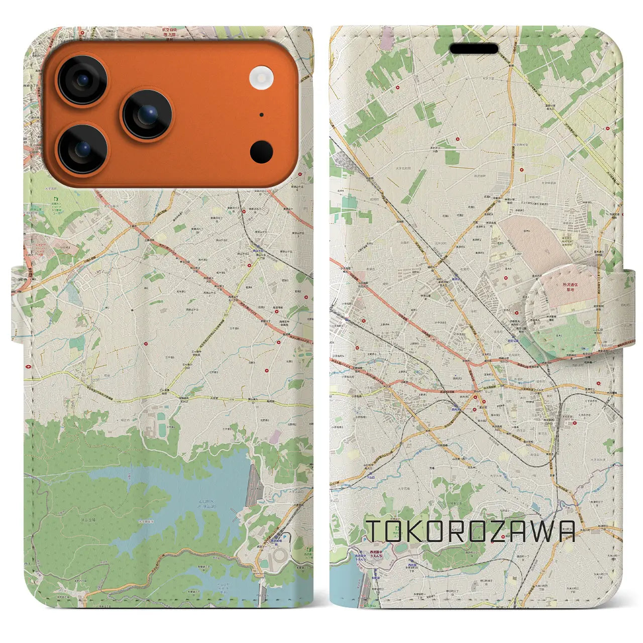 【所沢2(埼玉県)】地図柄iPhoneケース(手帳タイプ)ナチュラル・iPhone 17 Pro Max 用