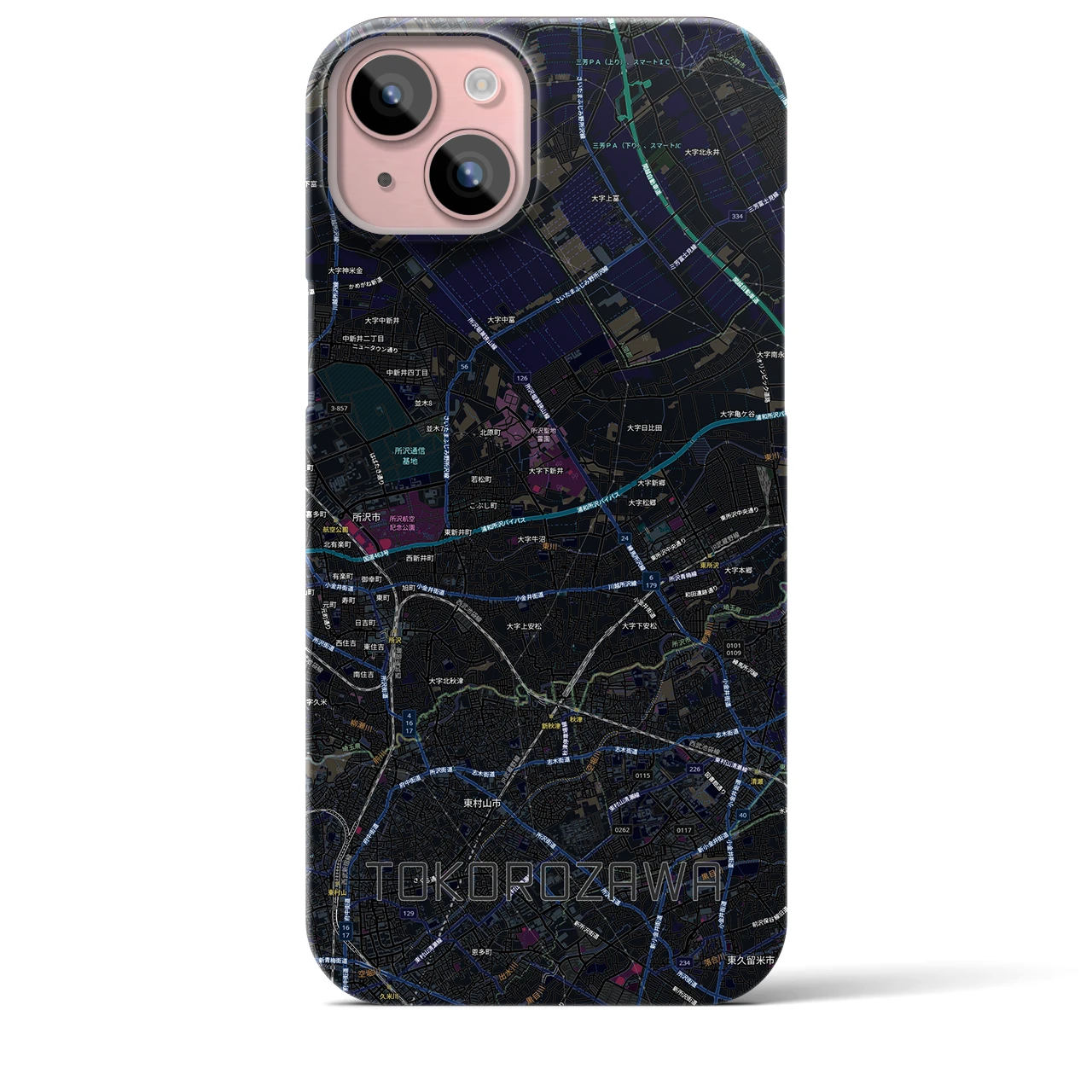 【所沢3(埼玉県)】地図柄iPhoneケース(バックカバータイプ)