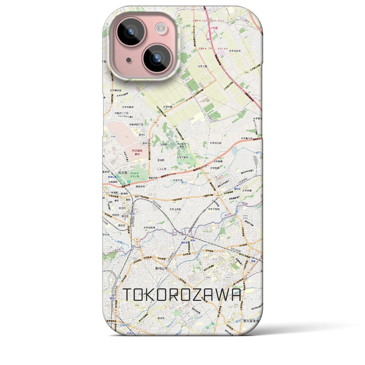 【所沢3(埼玉県)】地図柄iPhoneケース(バックカバータイプ)