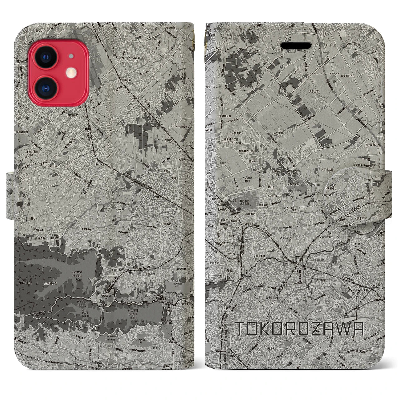 【所沢3(埼玉県)】地図柄iPhoneケース(手帳タイプ)