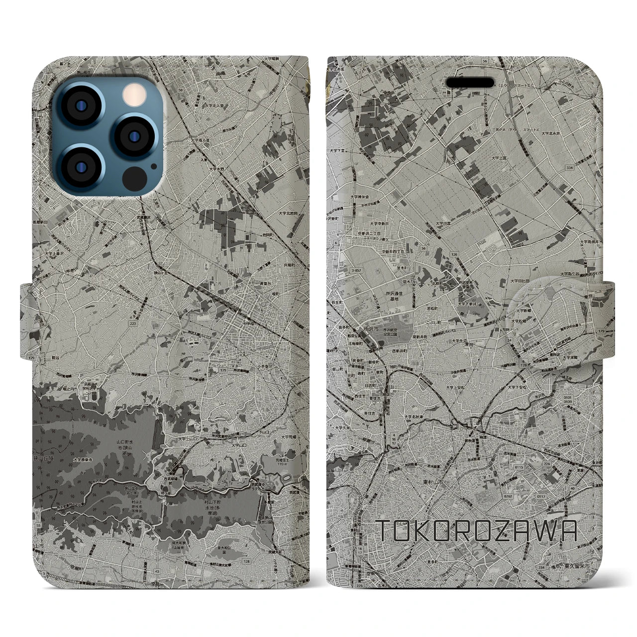 【所沢3(埼玉県)】地図柄iPhoneケース(手帳タイプ)