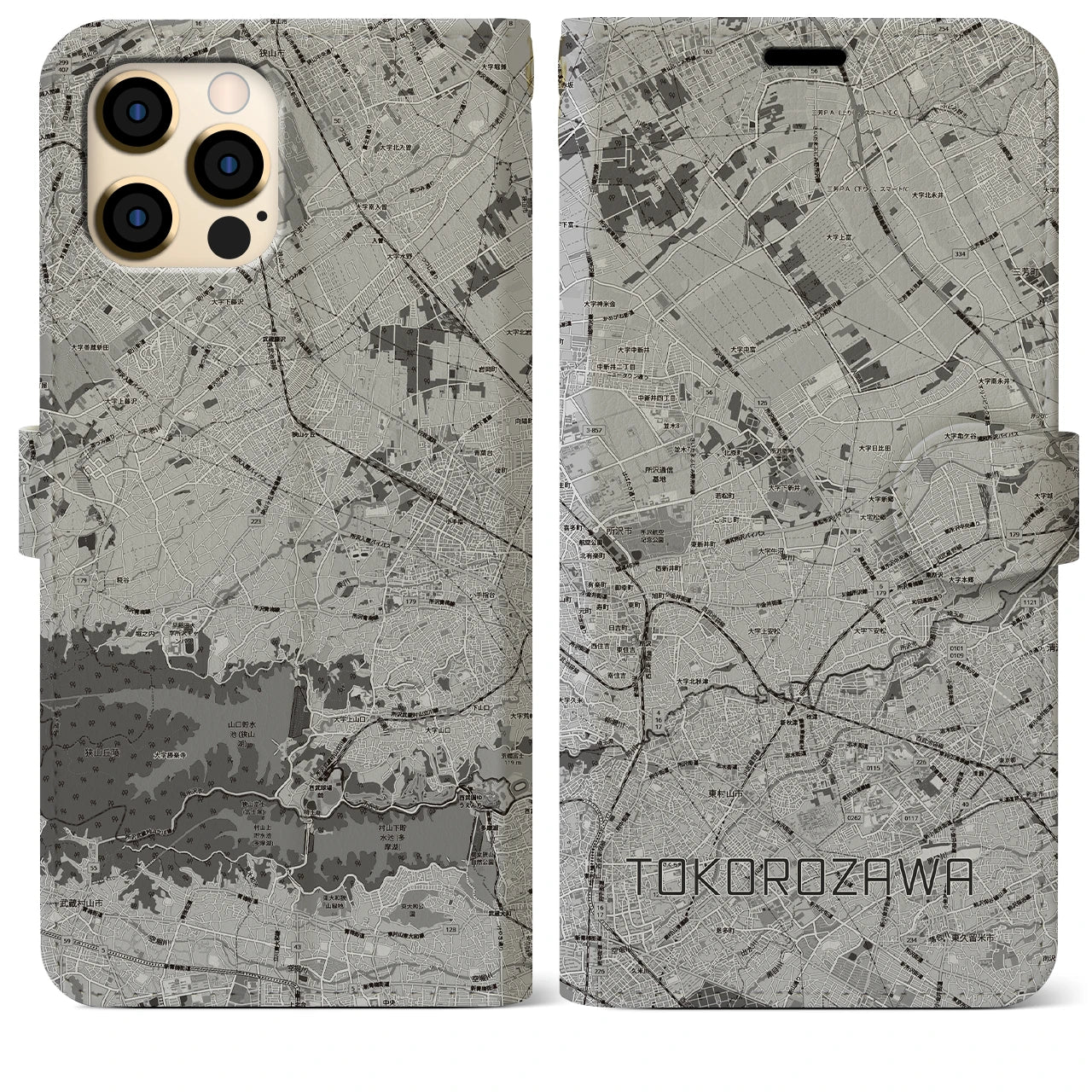 【所沢3(埼玉県)】地図柄iPhoneケース(手帳タイプ)