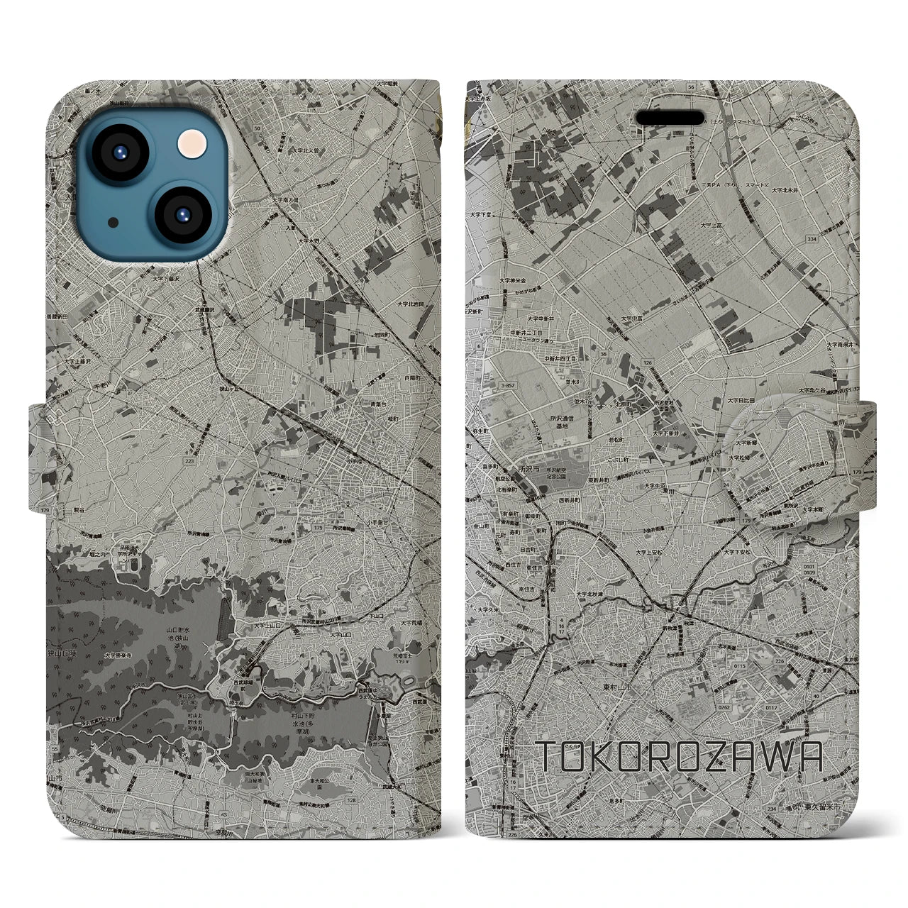 【所沢3(埼玉県)】地図柄iPhoneケース(手帳タイプ)