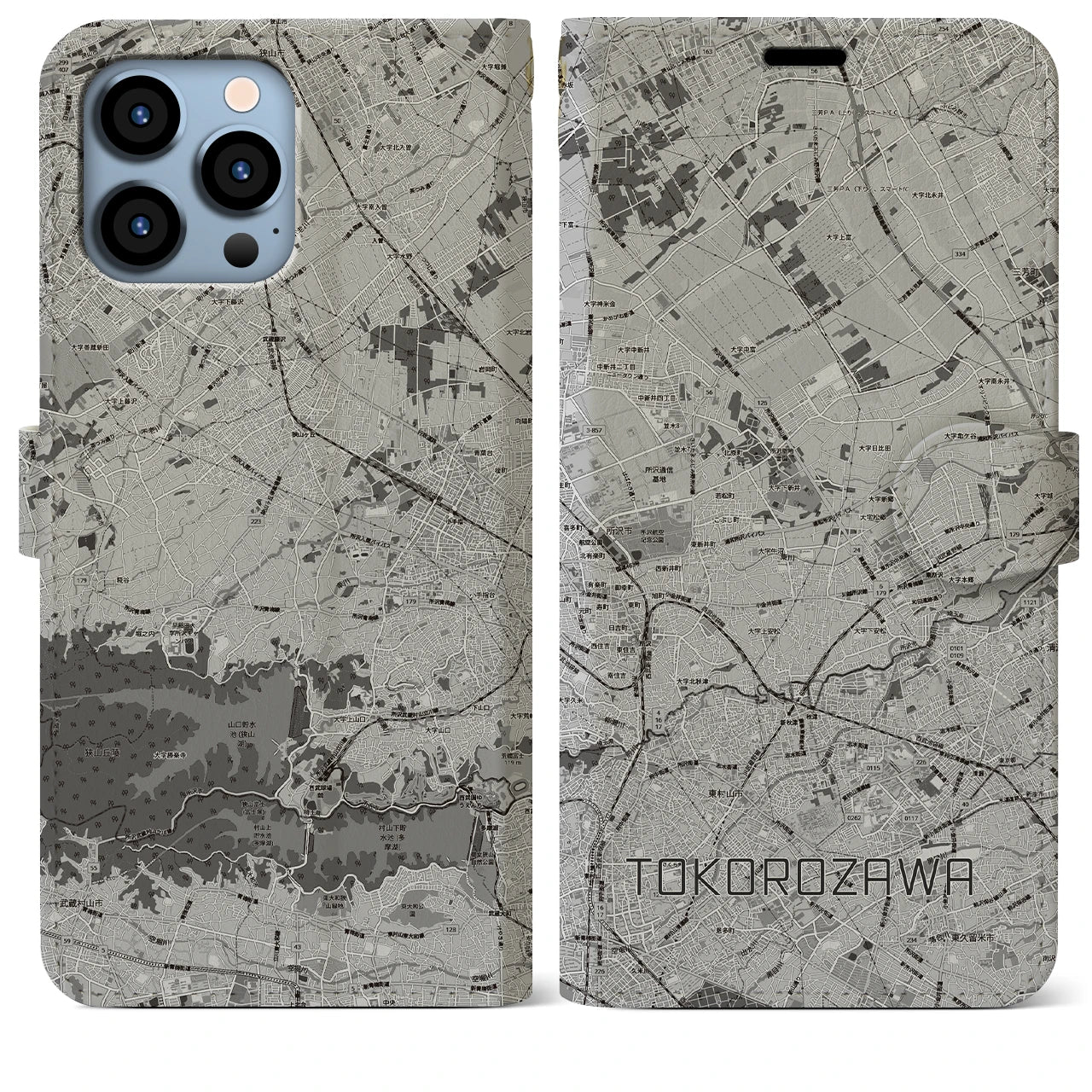 【所沢3(埼玉県)】地図柄iPhoneケース(手帳タイプ)