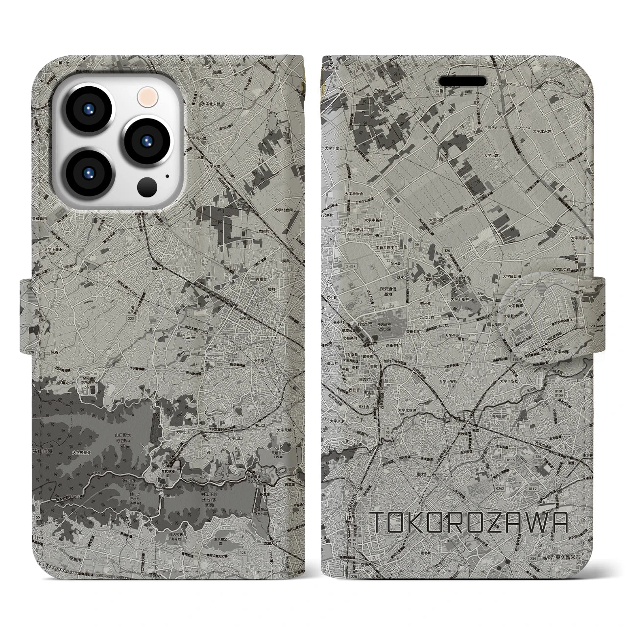 【所沢3(埼玉県)】地図柄iPhoneケース(手帳タイプ)