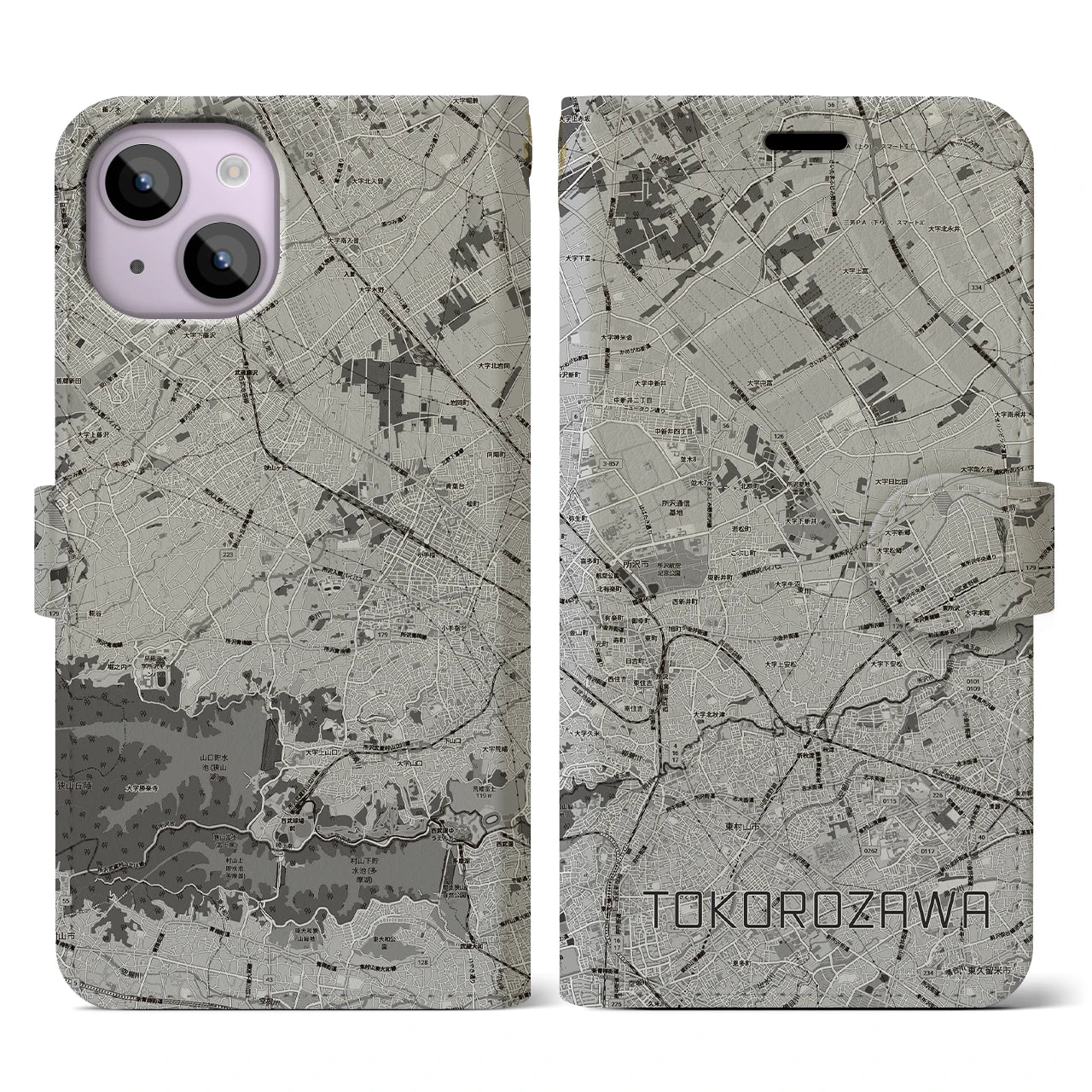 【所沢3(埼玉県)】地図柄iPhoneケース(手帳タイプ)