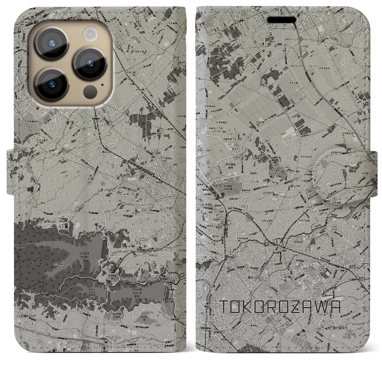 【所沢3(埼玉県)】地図柄iPhoneケース(手帳タイプ)