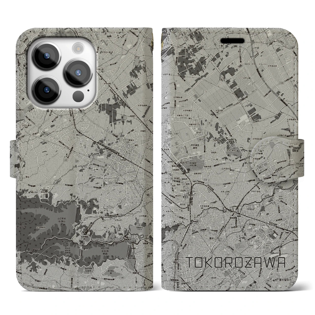 【所沢3(埼玉県)】地図柄iPhoneケース(手帳タイプ)