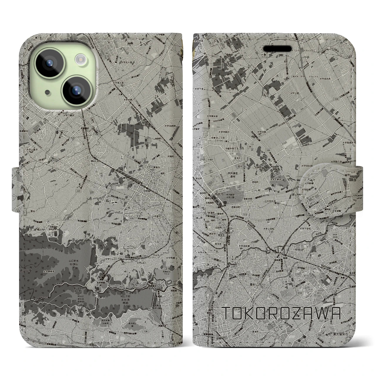 【所沢3(埼玉県)】地図柄iPhoneケース(手帳タイプ)