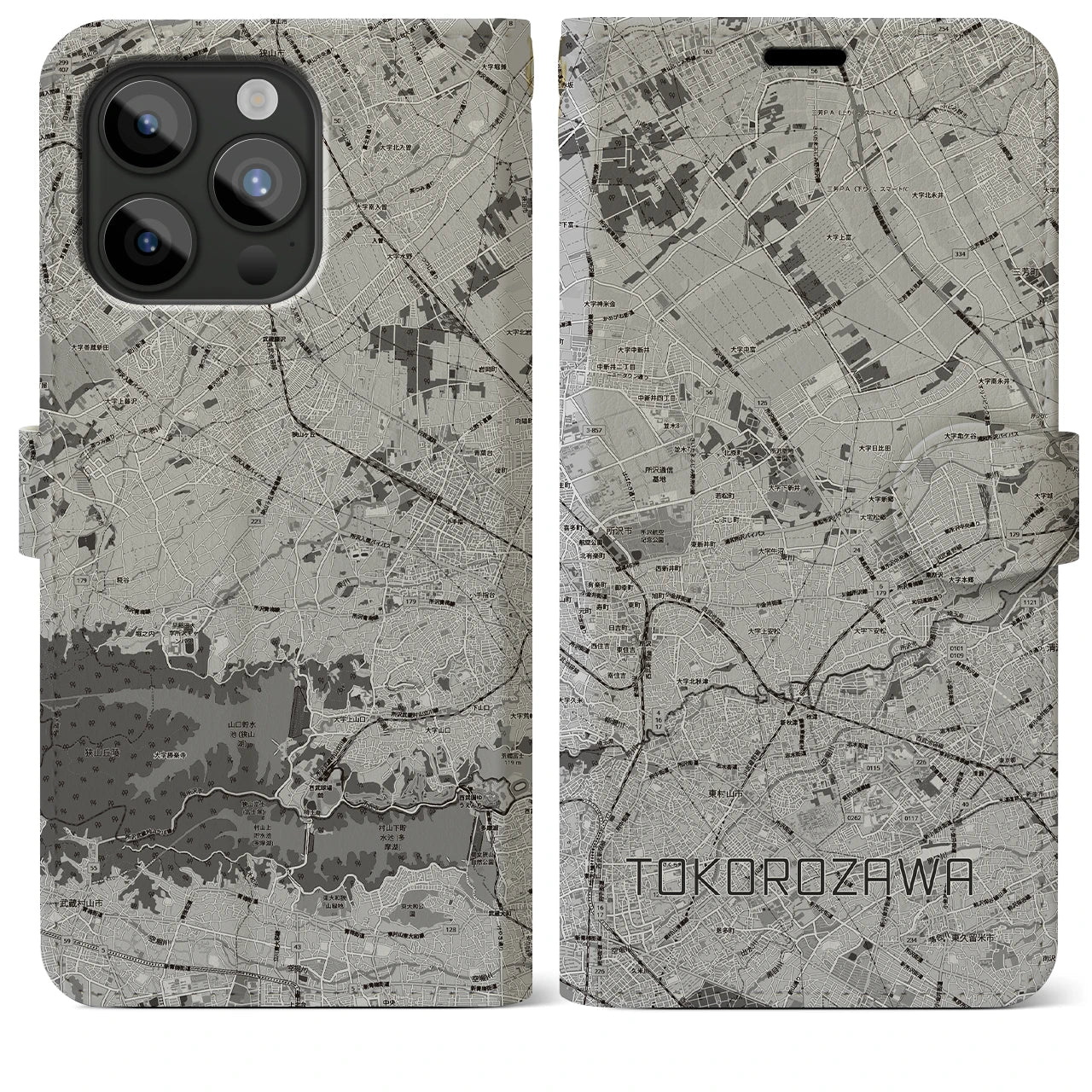 【所沢3(埼玉県)】地図柄iPhoneケース(手帳タイプ)